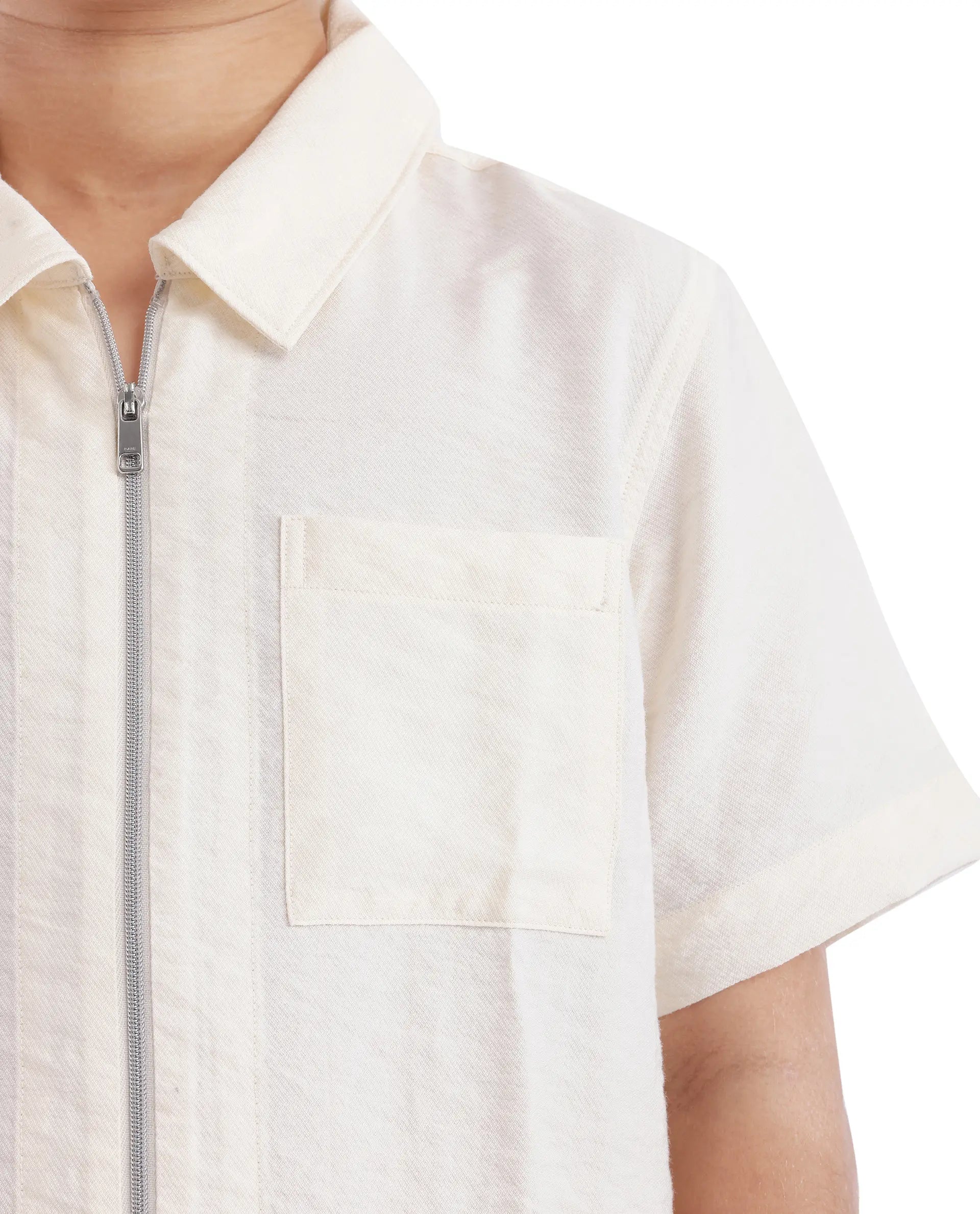 Rare Ones Kids Cose Off White Viscose Half Sleeve Solid Shirt