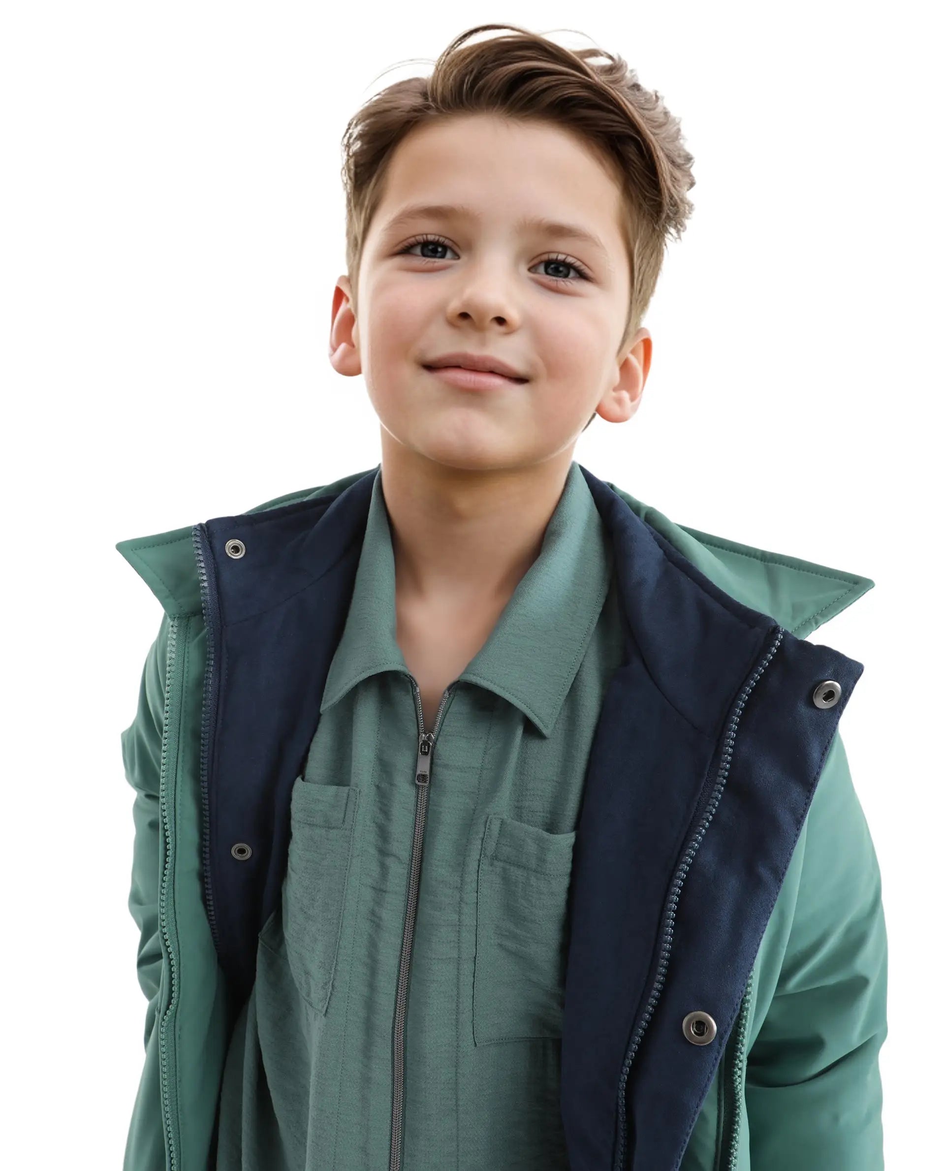 Rare Ones Kids Cose Green Viscose Half Sleeve Solid Shirt