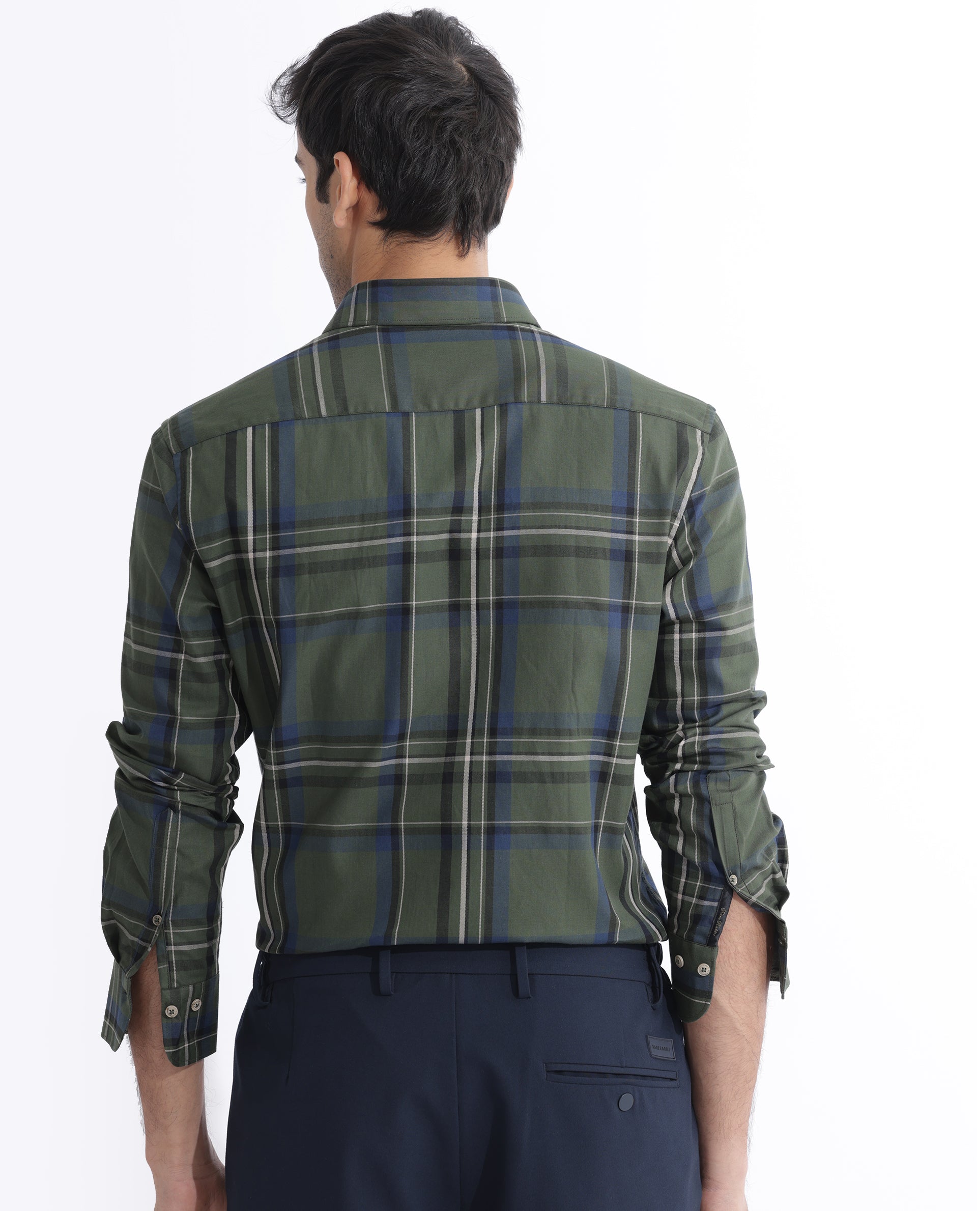 Rare Rabbit Men's Cosen Dark Green Full Sleeves Checks Shirt