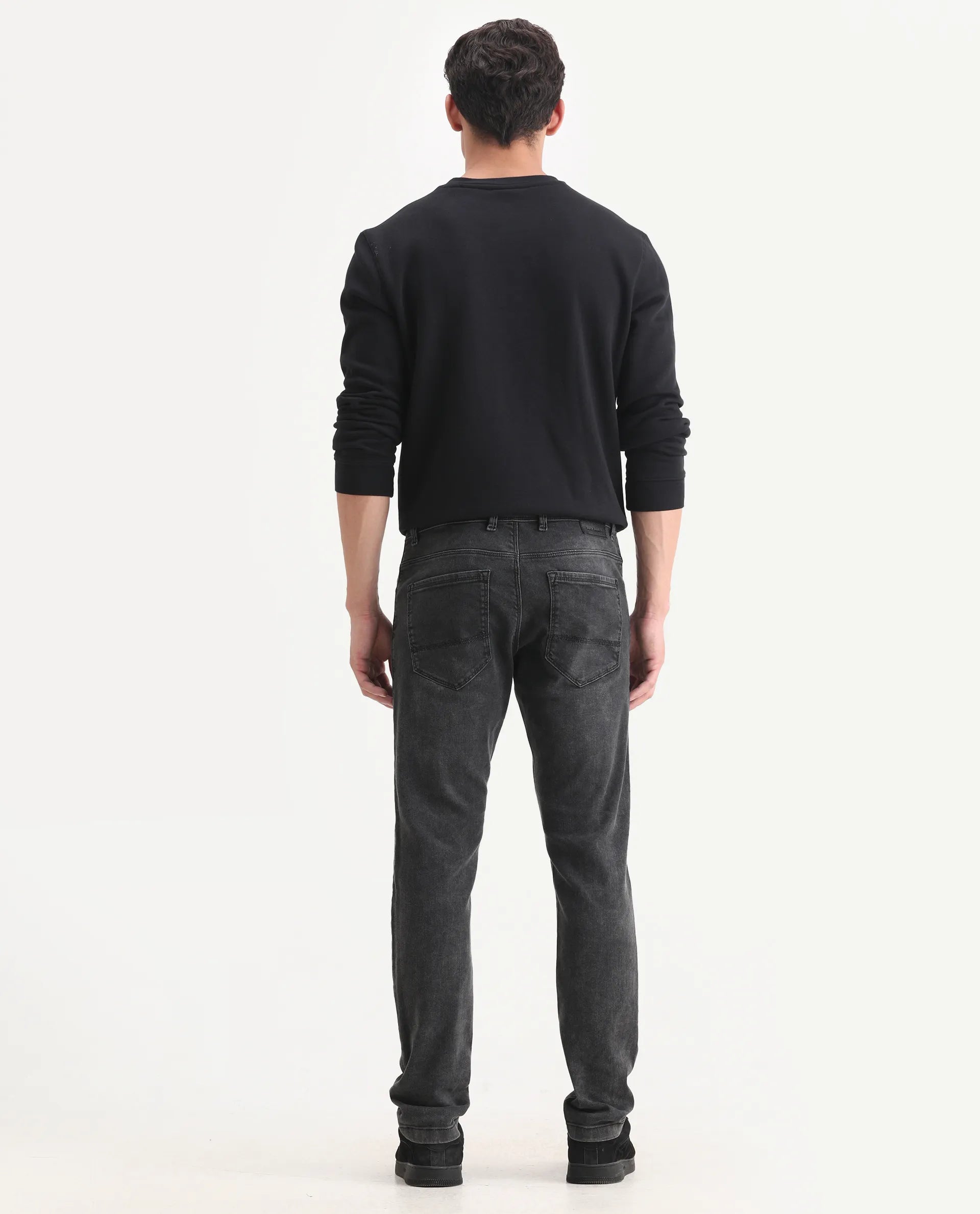 Rare Rabbit Men's Cosmog-1 Dark Grey Cotton Blend Fabric Hawk Slim Plain Jeans