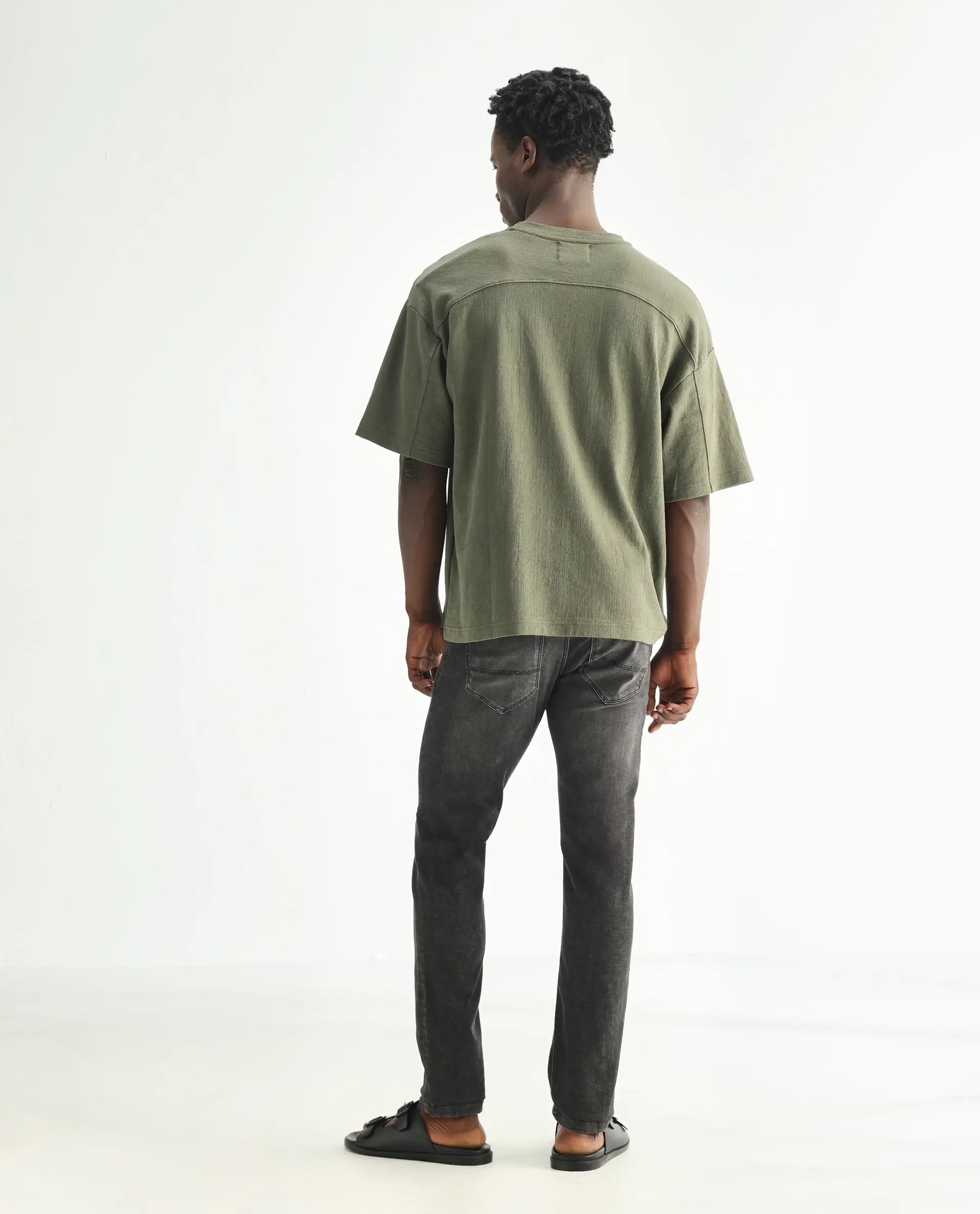 Rare Rabbit Men's Cosmog Black Cotton Plain Hawk Slim Fit Jeans