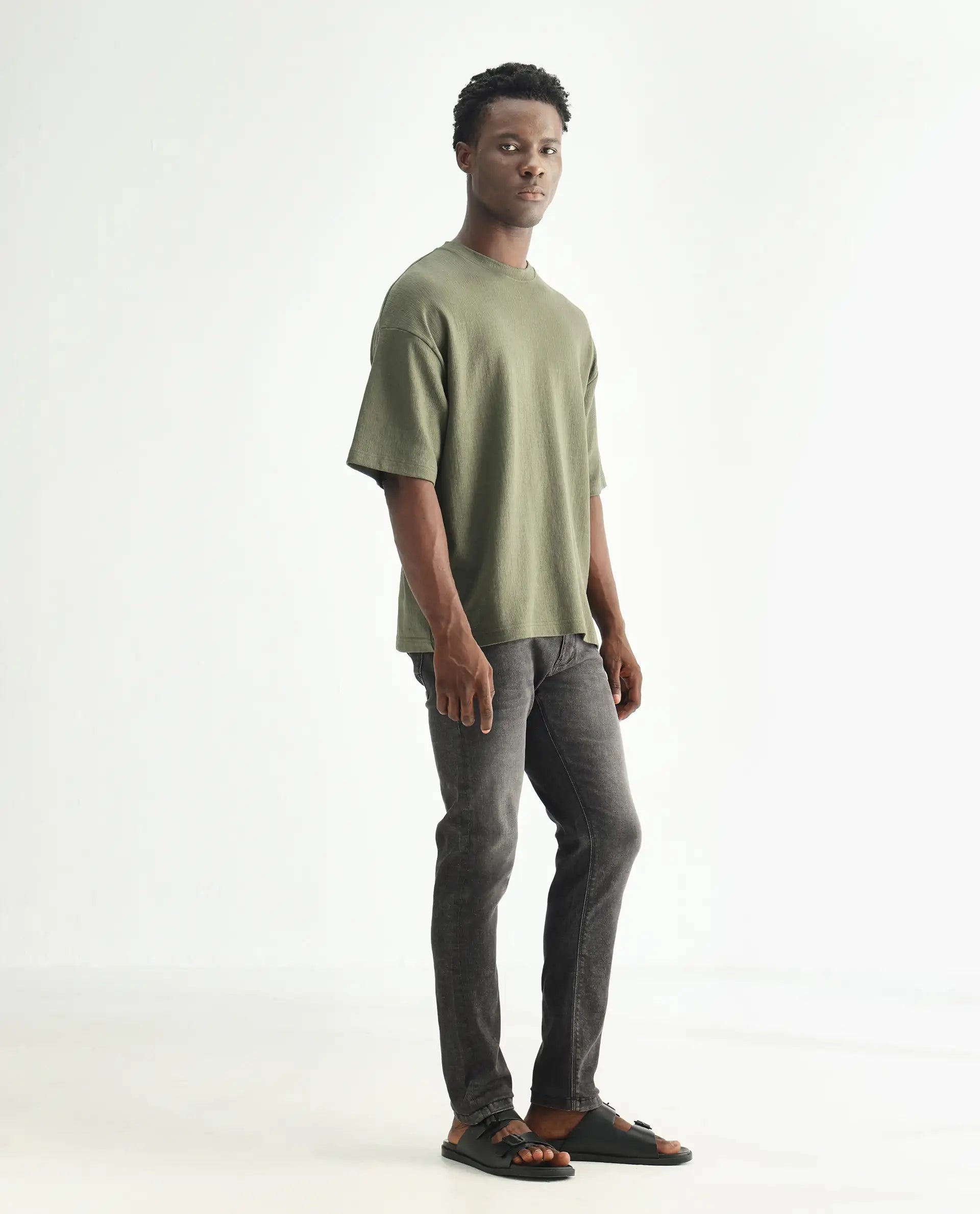 Rare Rabbit Men's Cosmog Black Cotton Plain Hawk Slim Fit Jeans
