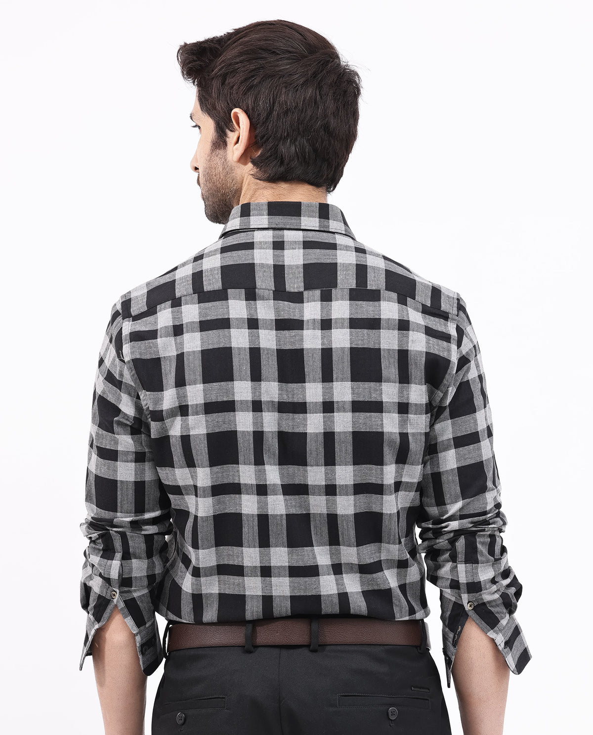 Rare Rabbit Mens Costy Black Cotton Fabric Full Sleeve Regular Fit Checks Shirt