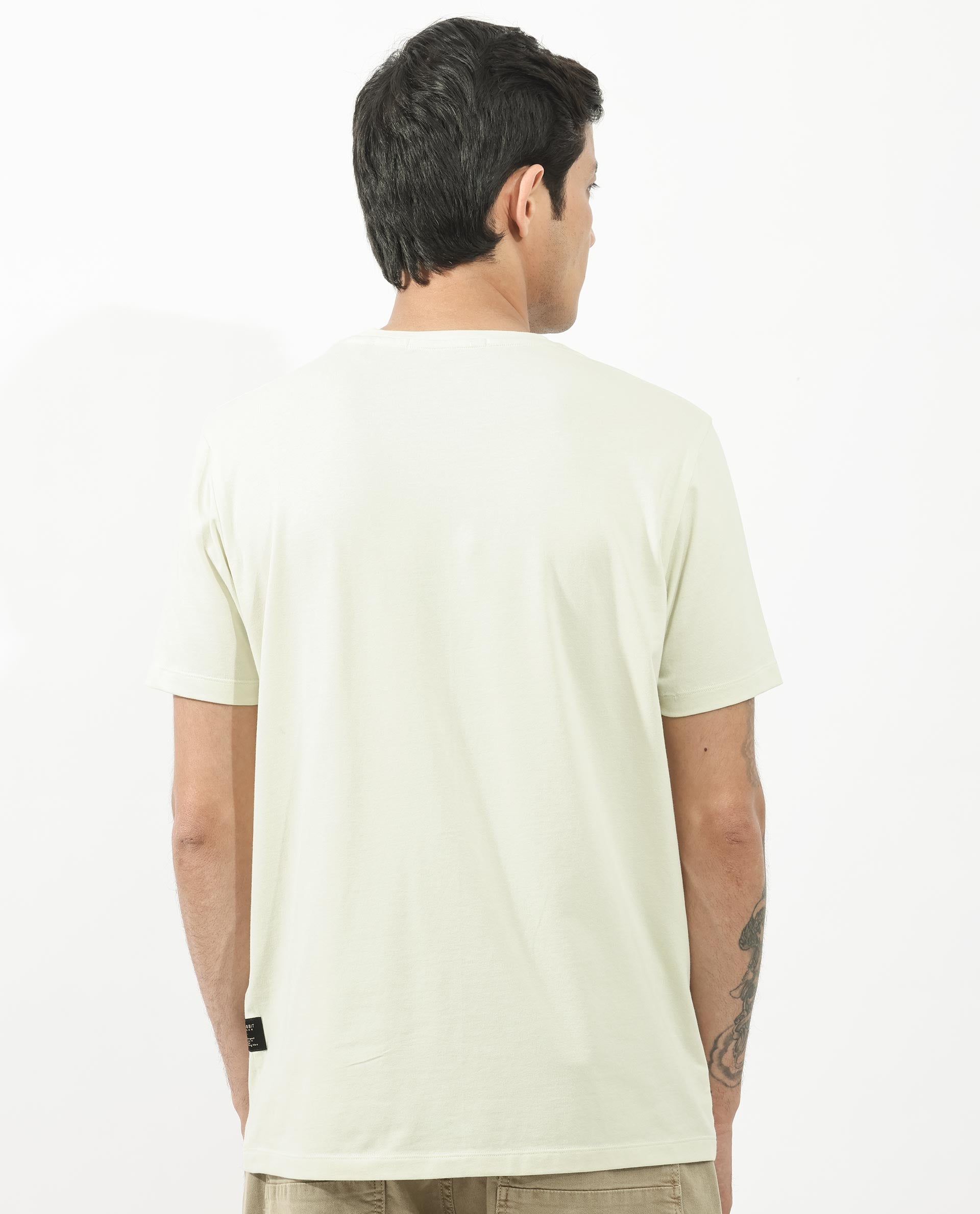 Rare Rabbit Articale Mens Cove Pastel Green Cotton Polyester Fabric Short Sleeve Crew Neck Regular Fit Graphic Printed T-Shirt