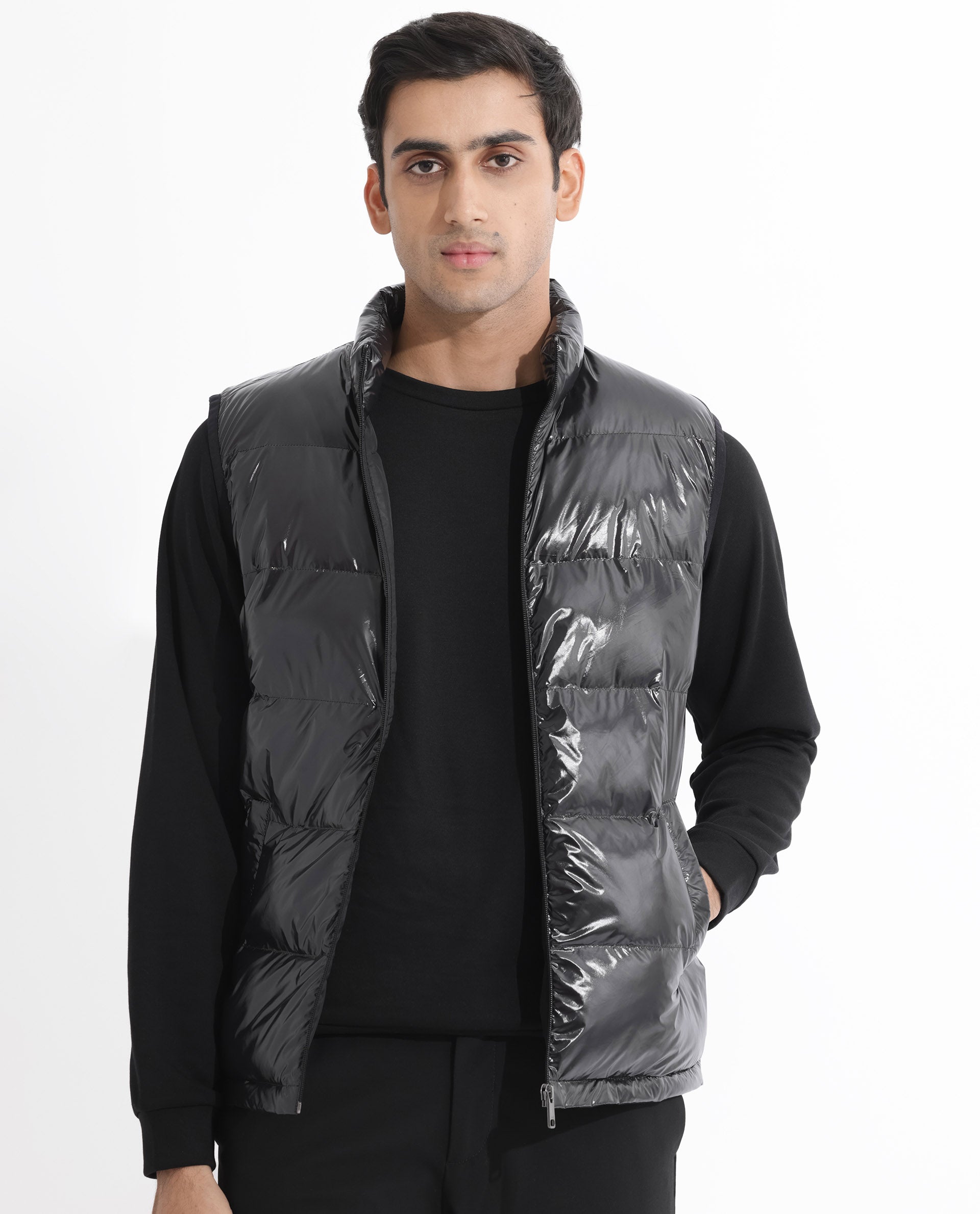 Men's Half sleeves Red Quilted Bomber Jacket