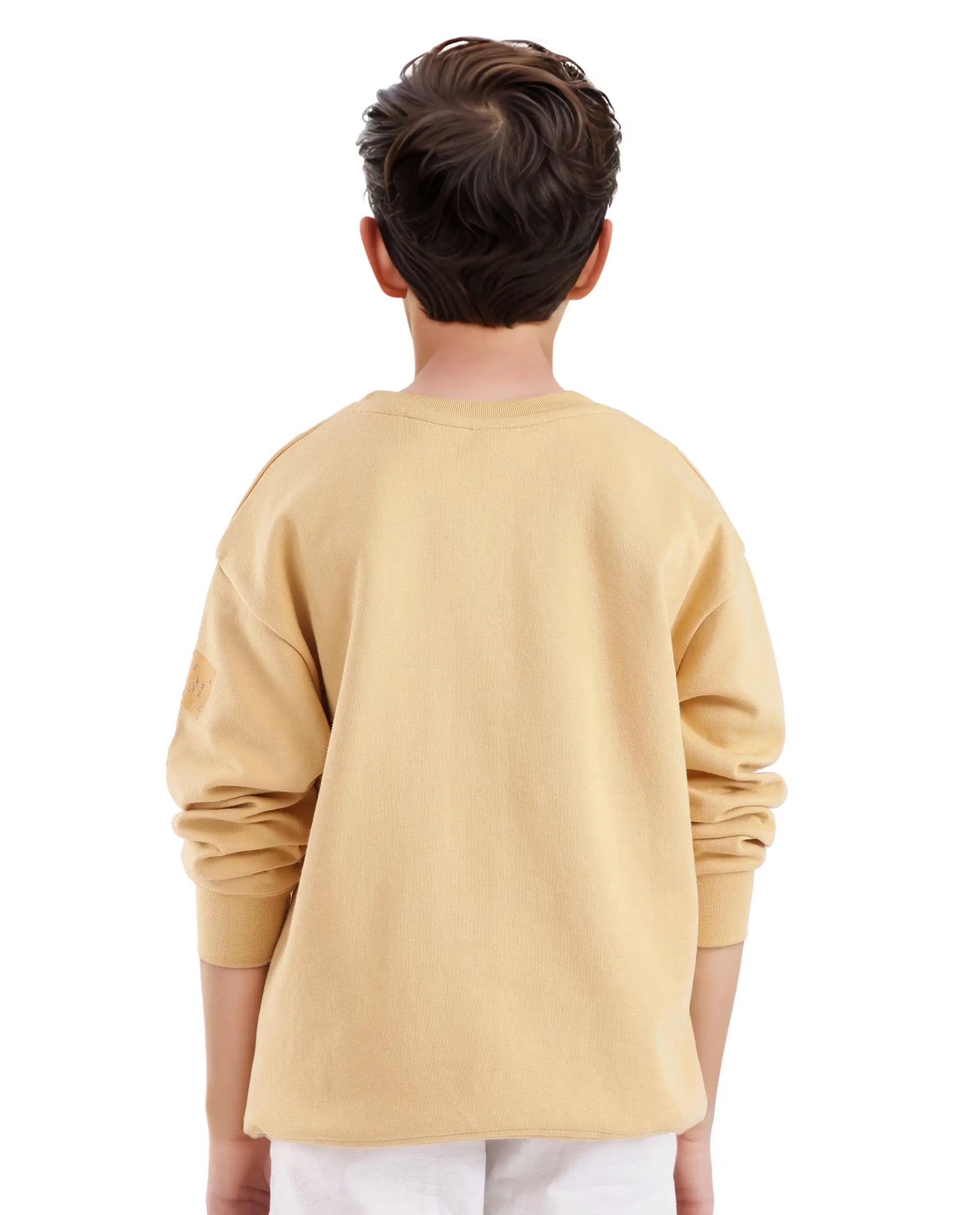 Rare Ones Kids Cramet Yellow Cotton Full Sleeve Gel With HD Print Sweatshirt