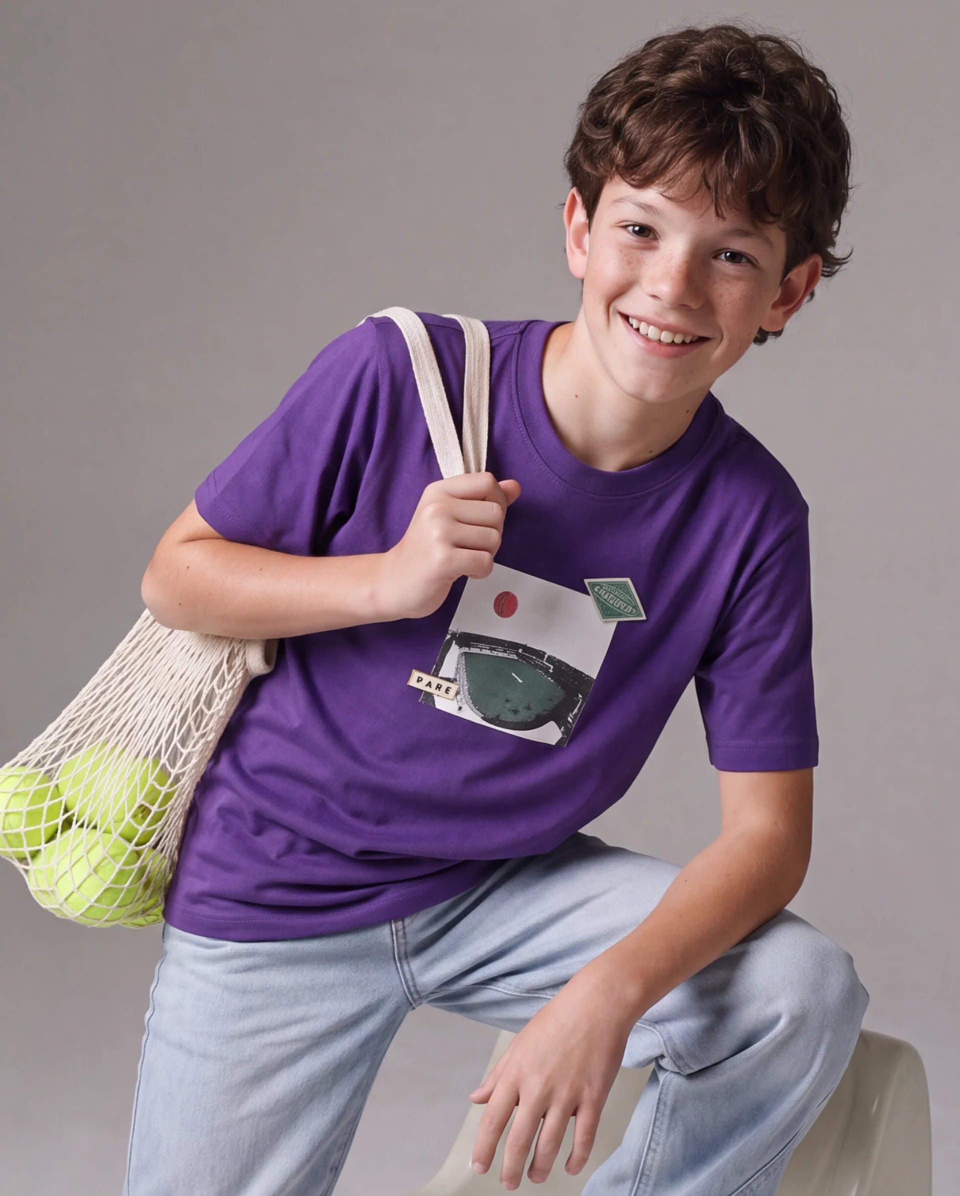 Rare Ones Kids Cric Dark Purple Cotton Blend Fabric Pull-On Closure Regular Fit Graphic Print T-Shirt