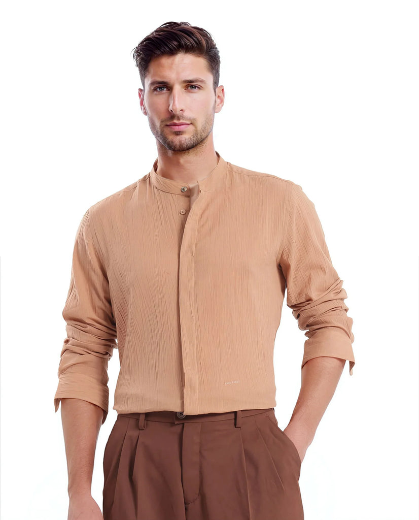 Premium Men'S Crinkle Cotton Shirt | Mauve