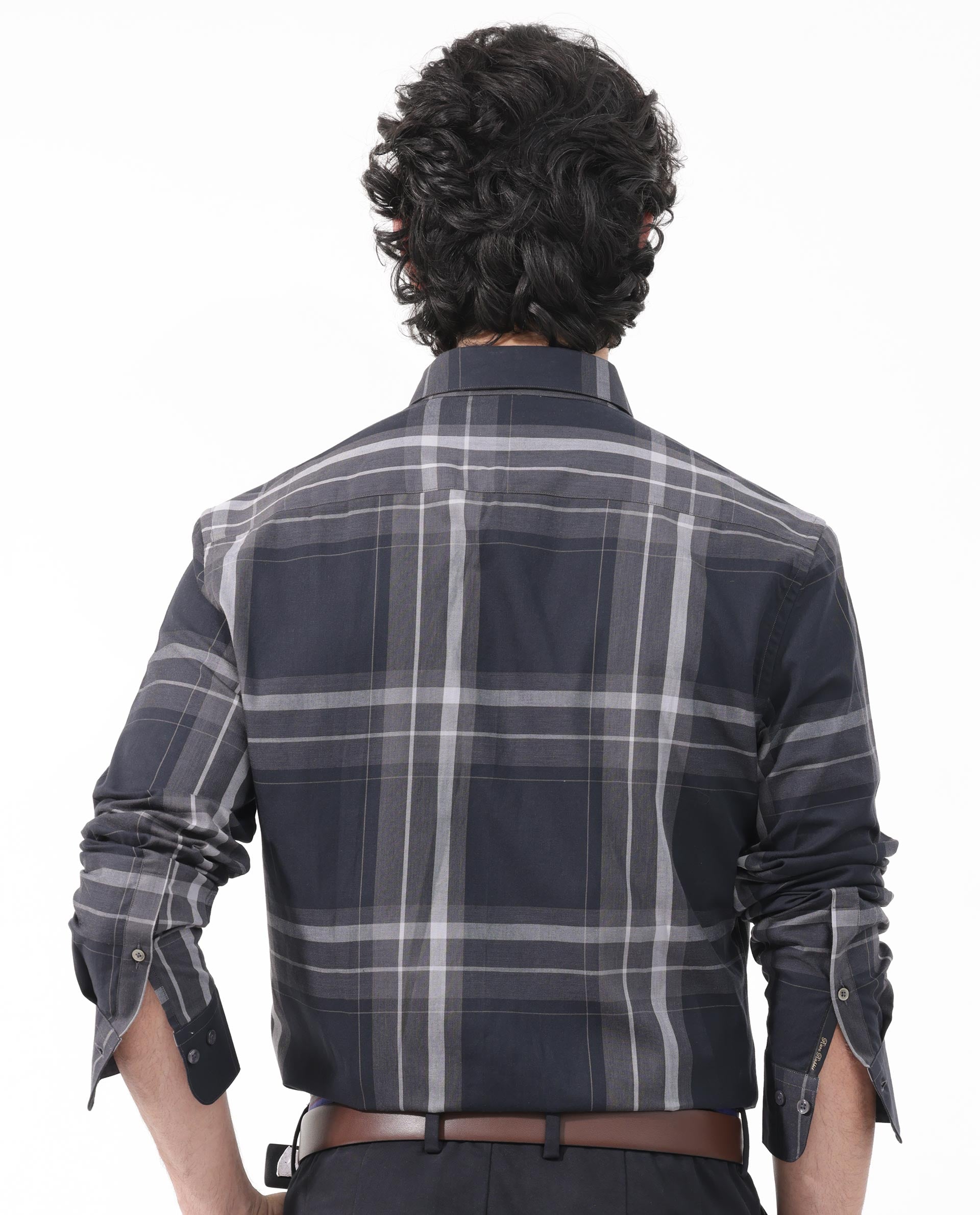 Rare Rabbit Mens Cromet Black Full Sleeve Cotton Fabric Regular Fit Checks Shirt