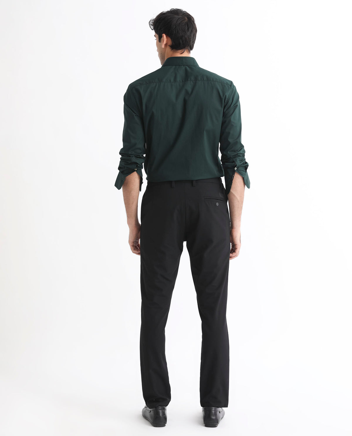 Rare Rabbit Men's Cron Dark Green Cotton Lycra Fabric Full Sleeves Shirt