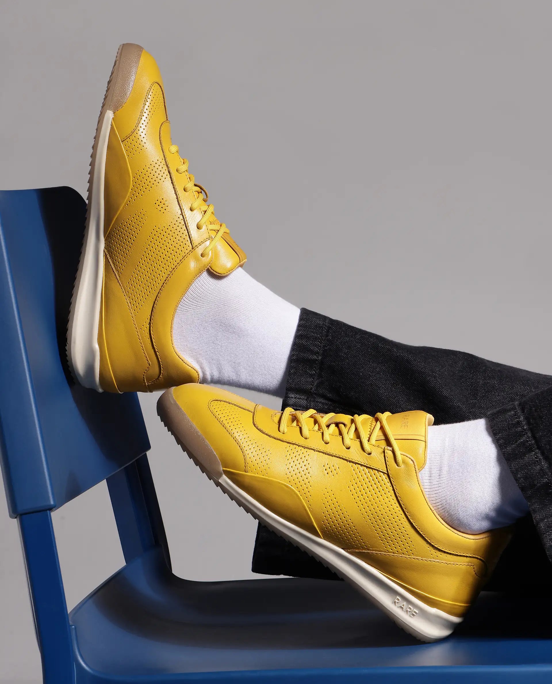 Rare Rabbit Men's Cryon Yellow Leather Sneaker
