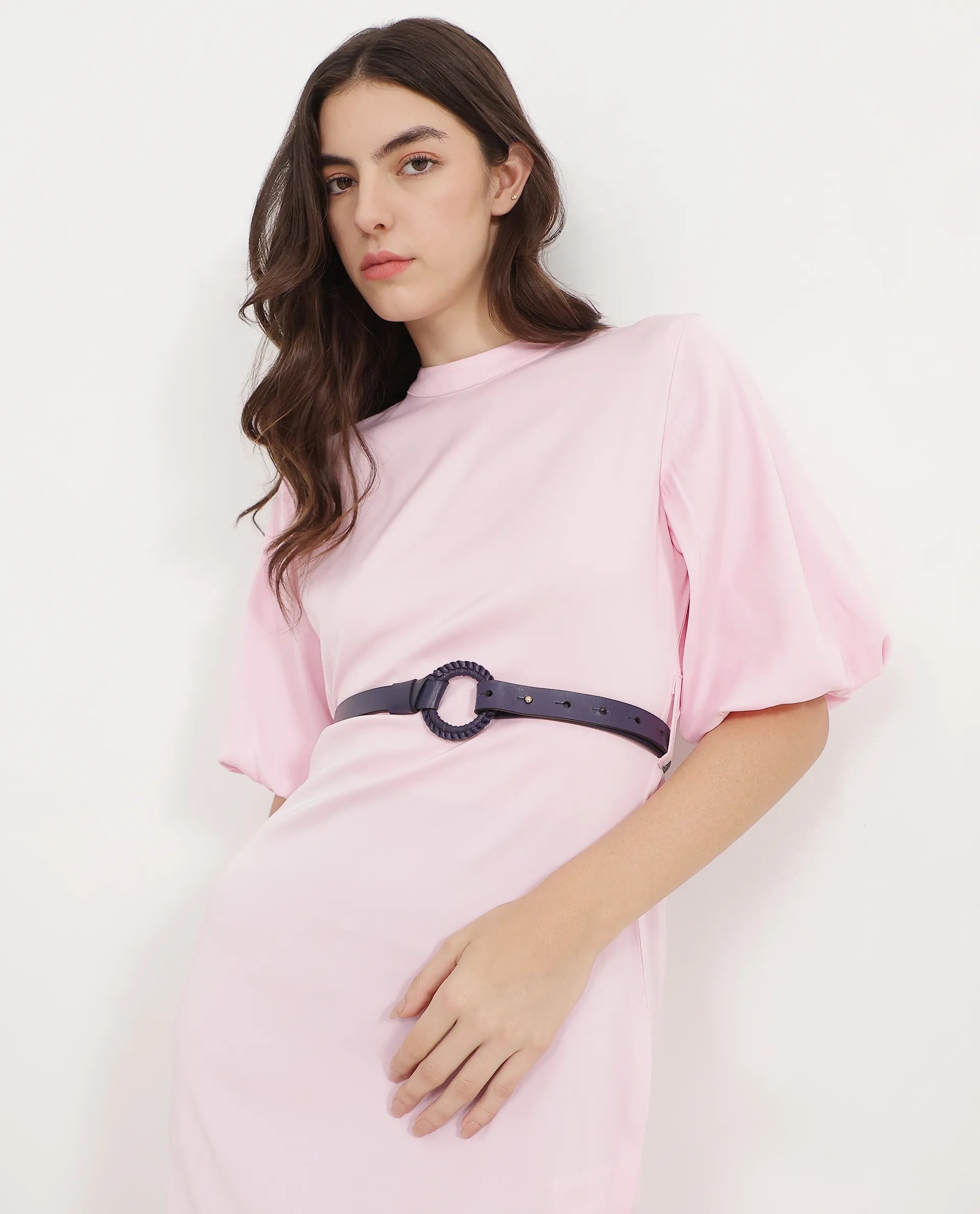 Rareism Women Crystal Navy Belt