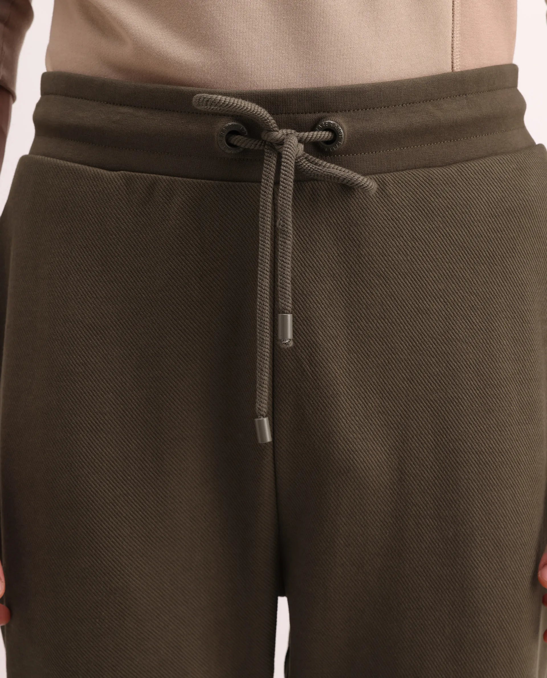 Rare Rabbit Men's Costo-B Dark Beige Polyester Blend Plain Regular Fit Track Pant