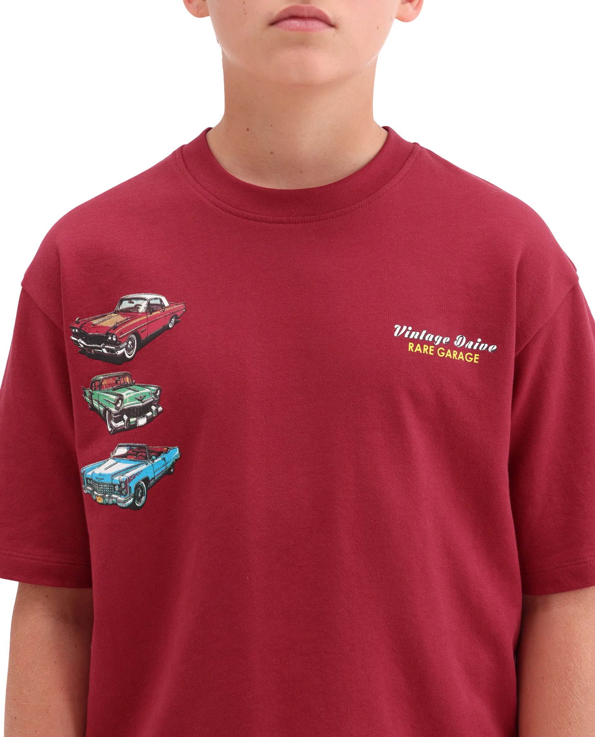 Rare Ones Kids Cubi Red Cotton Pull-On Closure Digital Print Oversized Fit T-Shirt