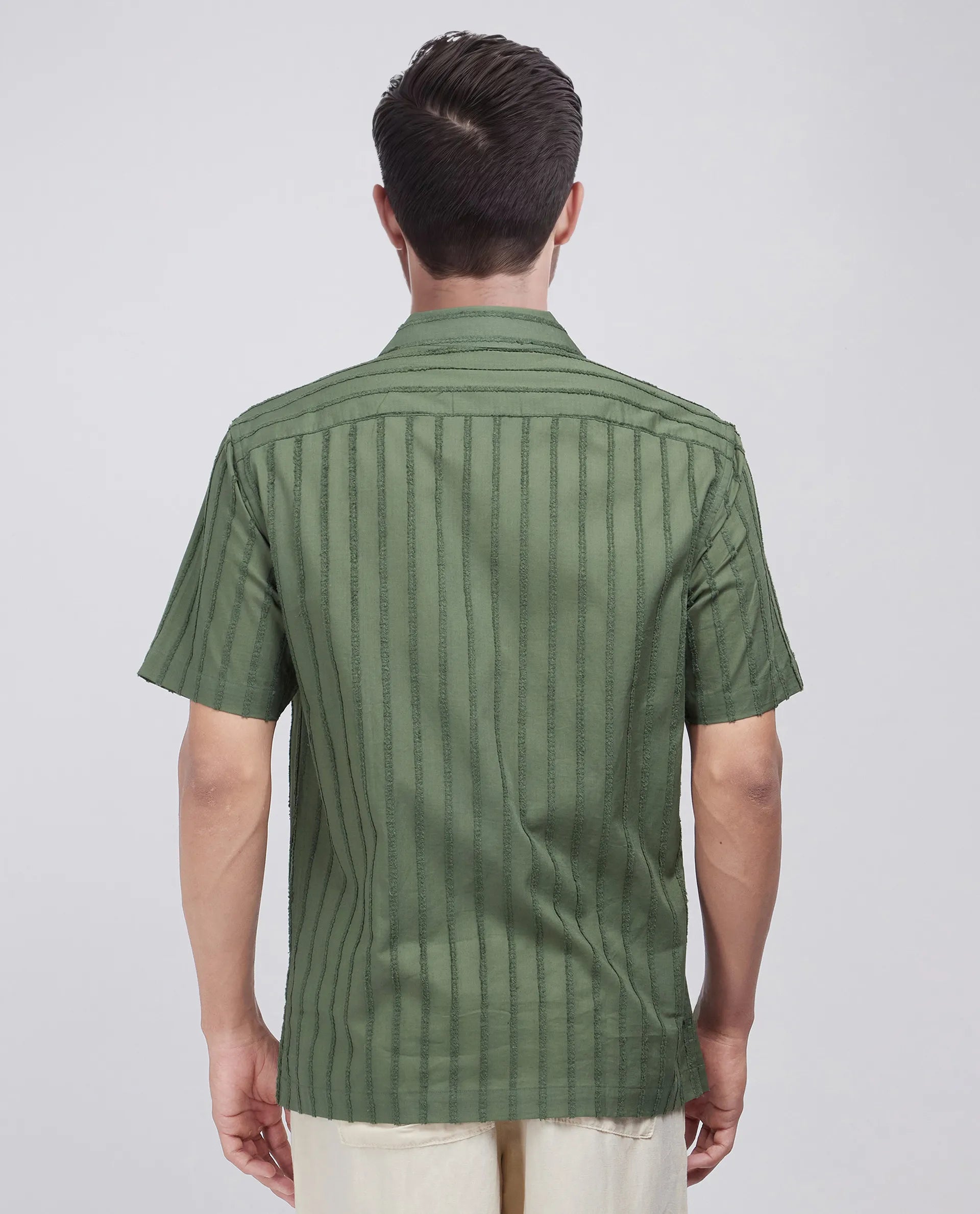 Rare Rabbit Men's Cuen Dark Green Cotton Fabric Short Sleeve Collared Neck Button Closure Printed Shirt