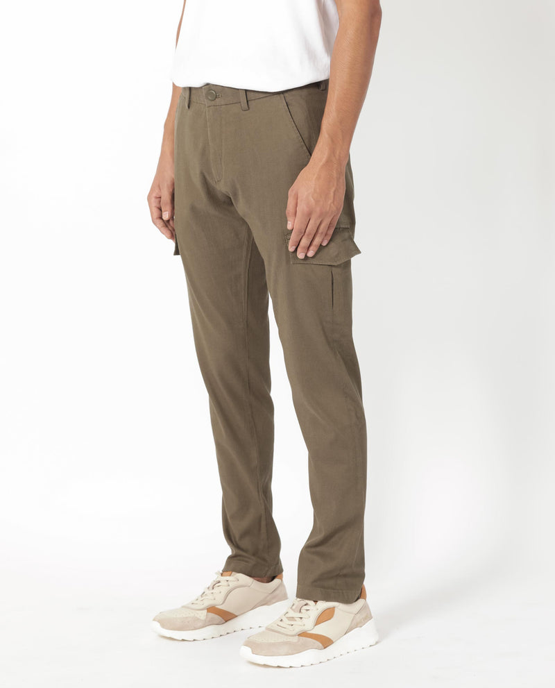 Rare Rabbit Men's Curo Olive Solid Mid-Rise Regular Fit Cargo Style Trouser