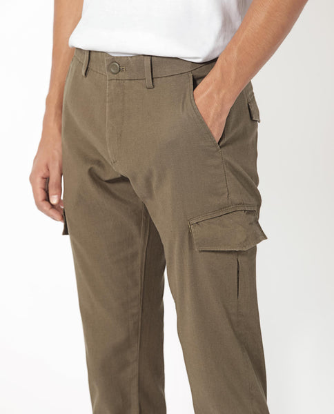 Rare Rabbit Men's Curo Olive Solid Mid-Rise Regular Fit Cargo Style Tr