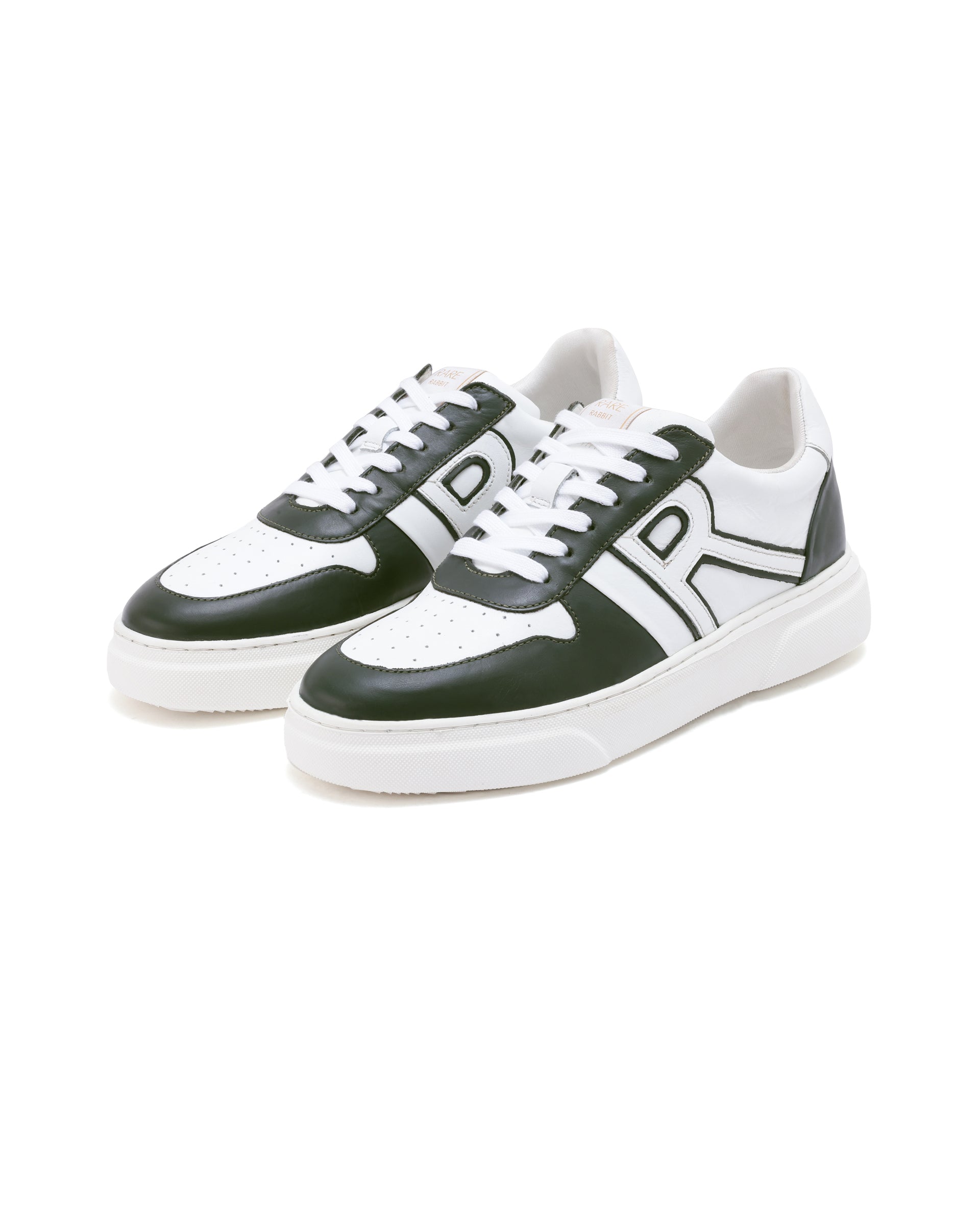 Rare Rabbit Mens Cygnus Pro Green Genuine Leather Dual Tone Low-Top Lace-Up Sneaker Shoe