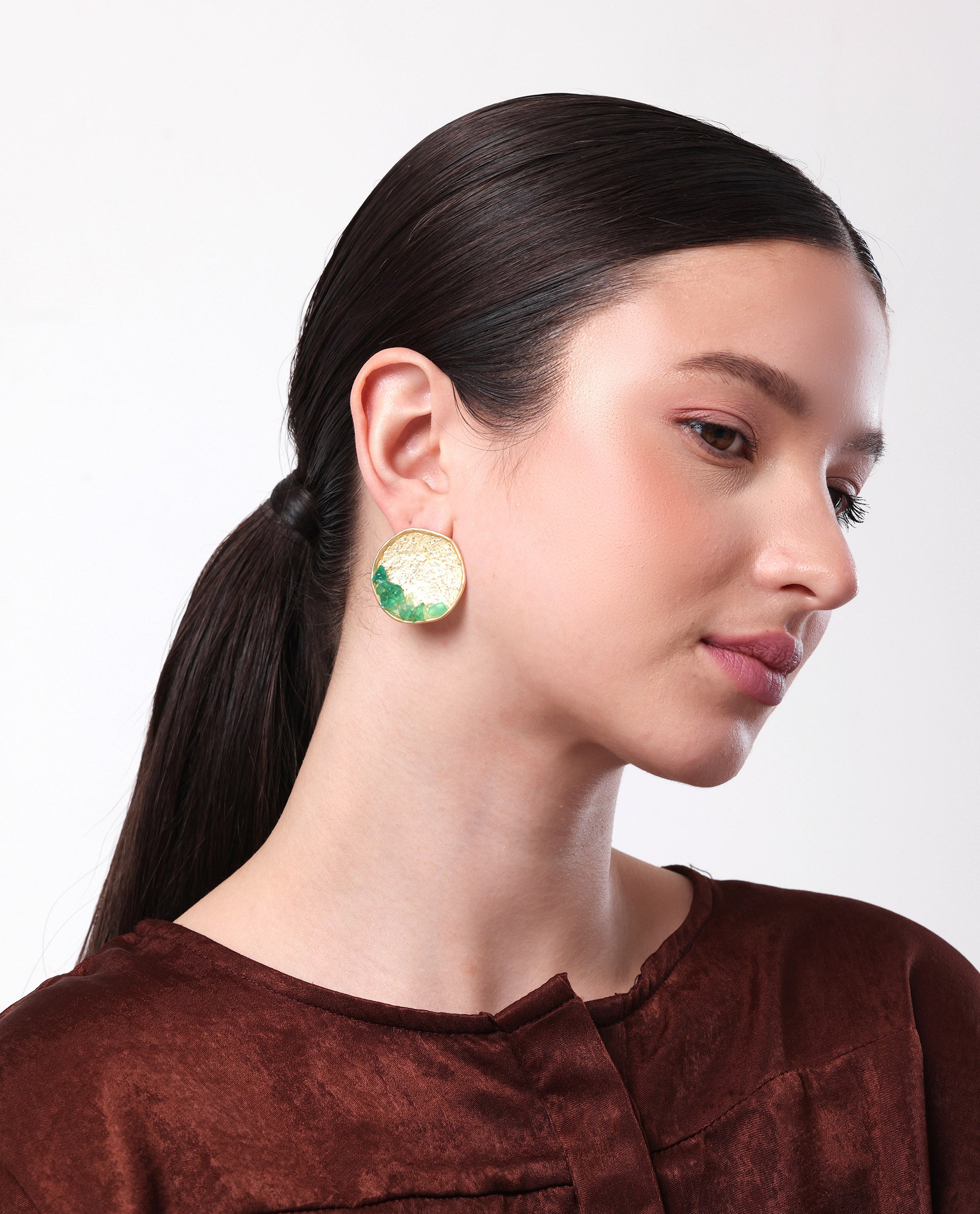 Rareism Women Candy Green Gold Earring