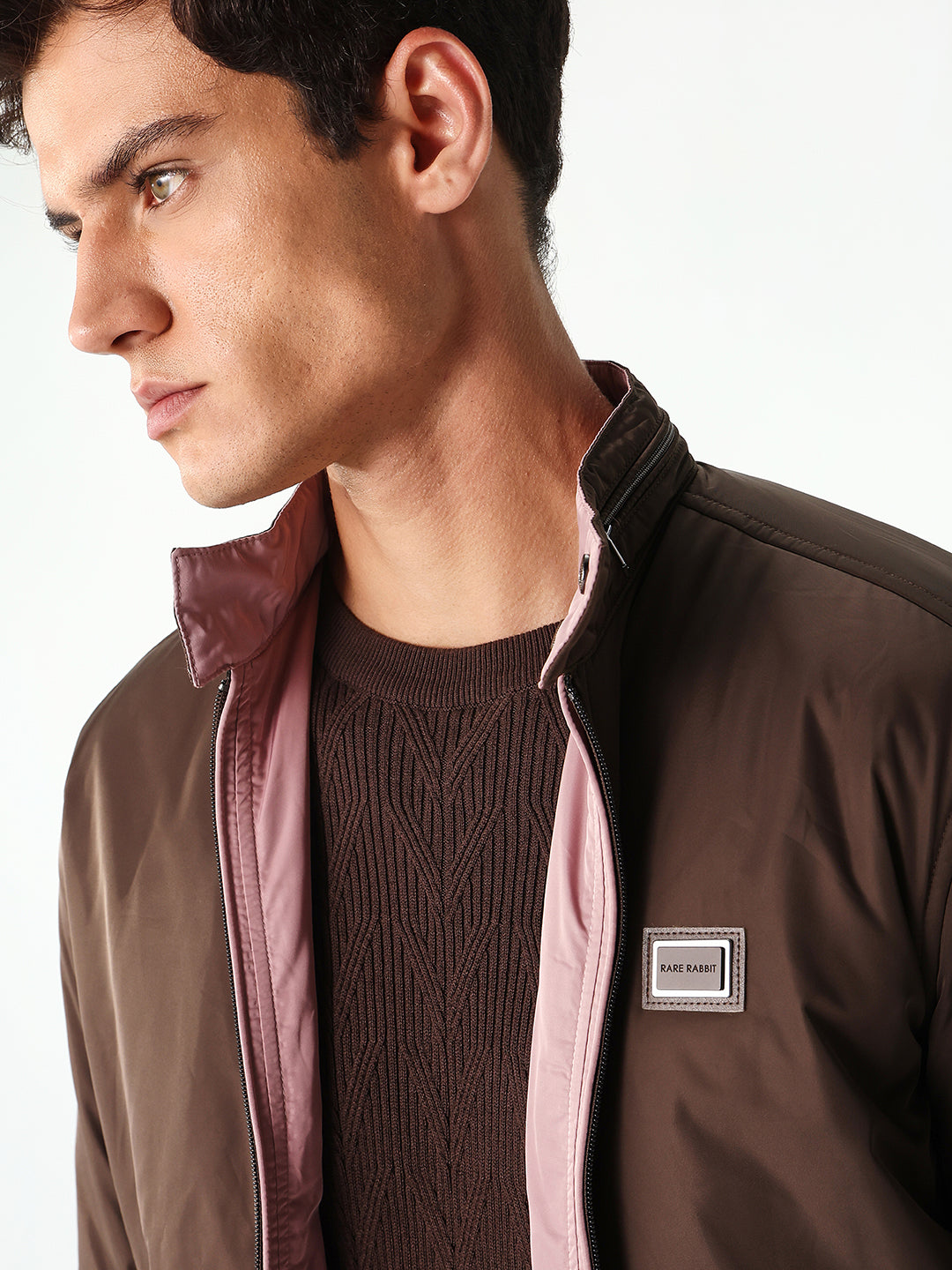 Rare Rabbit Men's Royban-2 Green Polyester Plain Regular Fit Full Sleeve High Neck Jacket