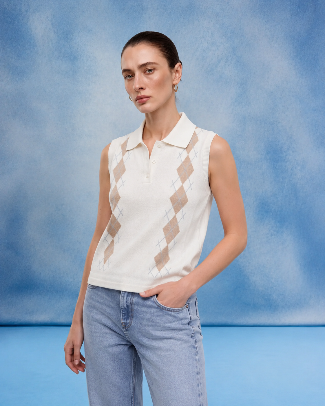 Rareism Women's Lango-A Off White Cotton Button Regular Fit Jacquard Polo