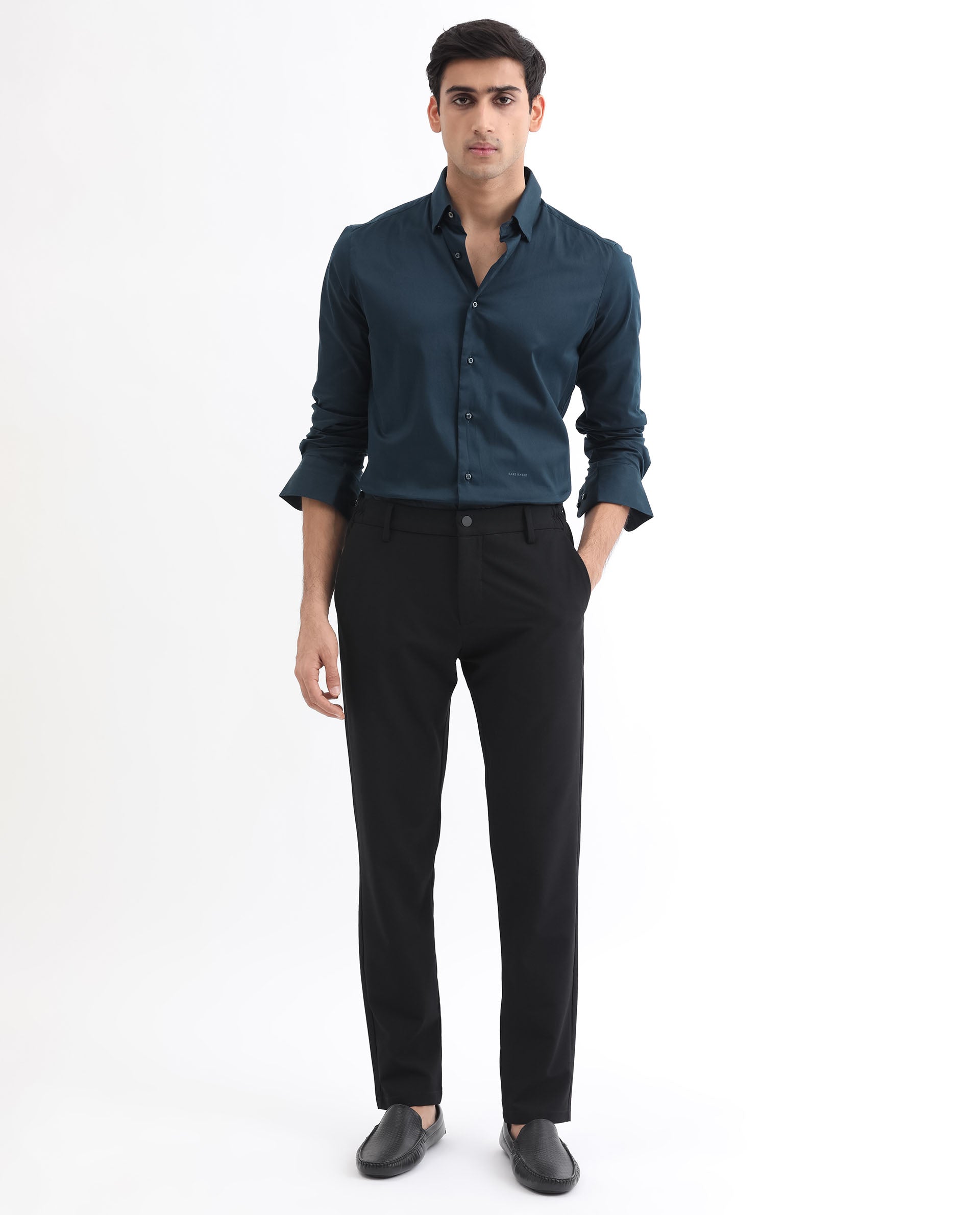 Buy JCTex Mens Officer Class Self Design Dark Shade Trouser at Amazonin