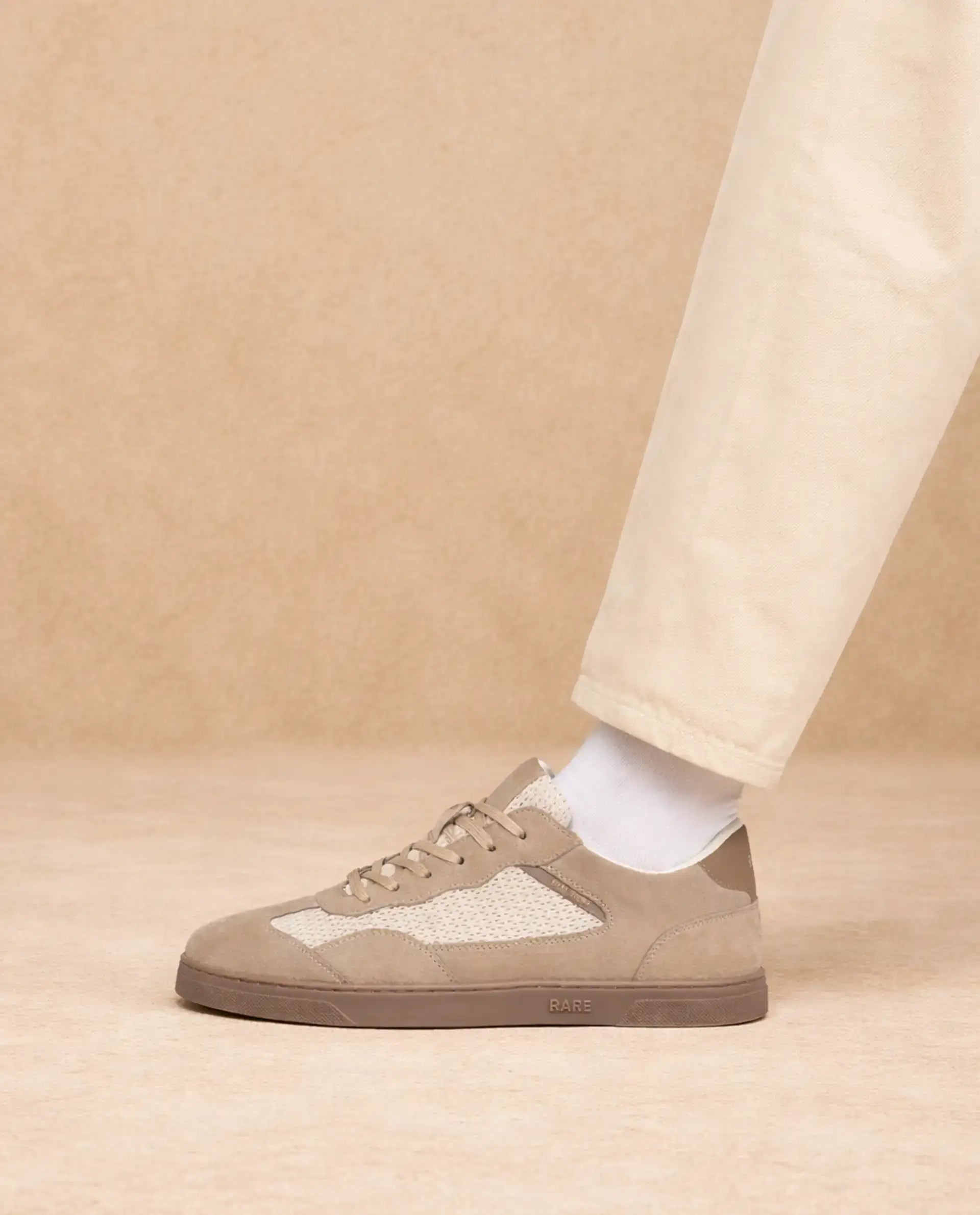 Rare Rabbit Men's Zibot Beige Suede Sneaker