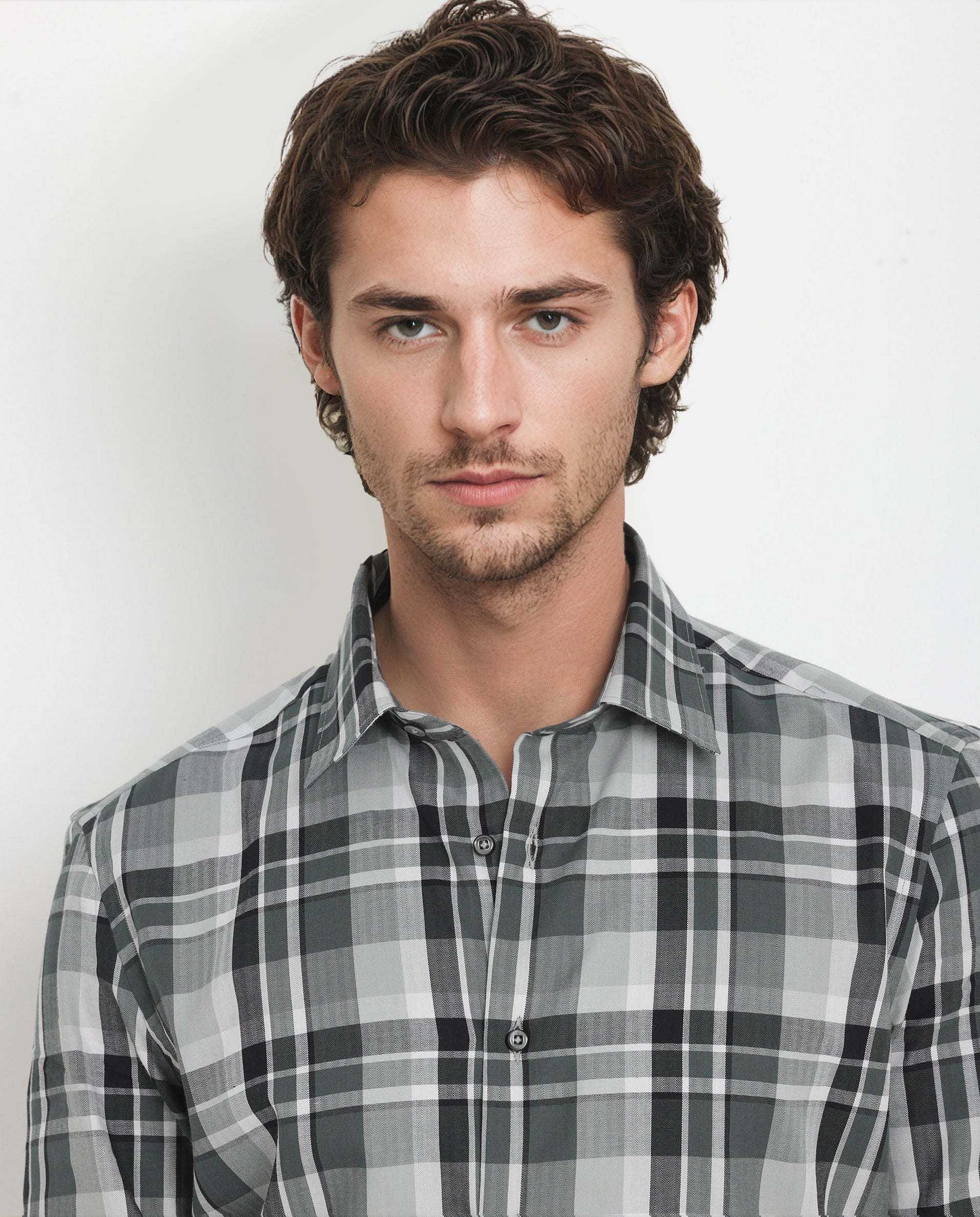 Rare Rabbit Men's Dae Green Cotton Fabric Full Sleeve Regular Fit Collared Checks Shirt