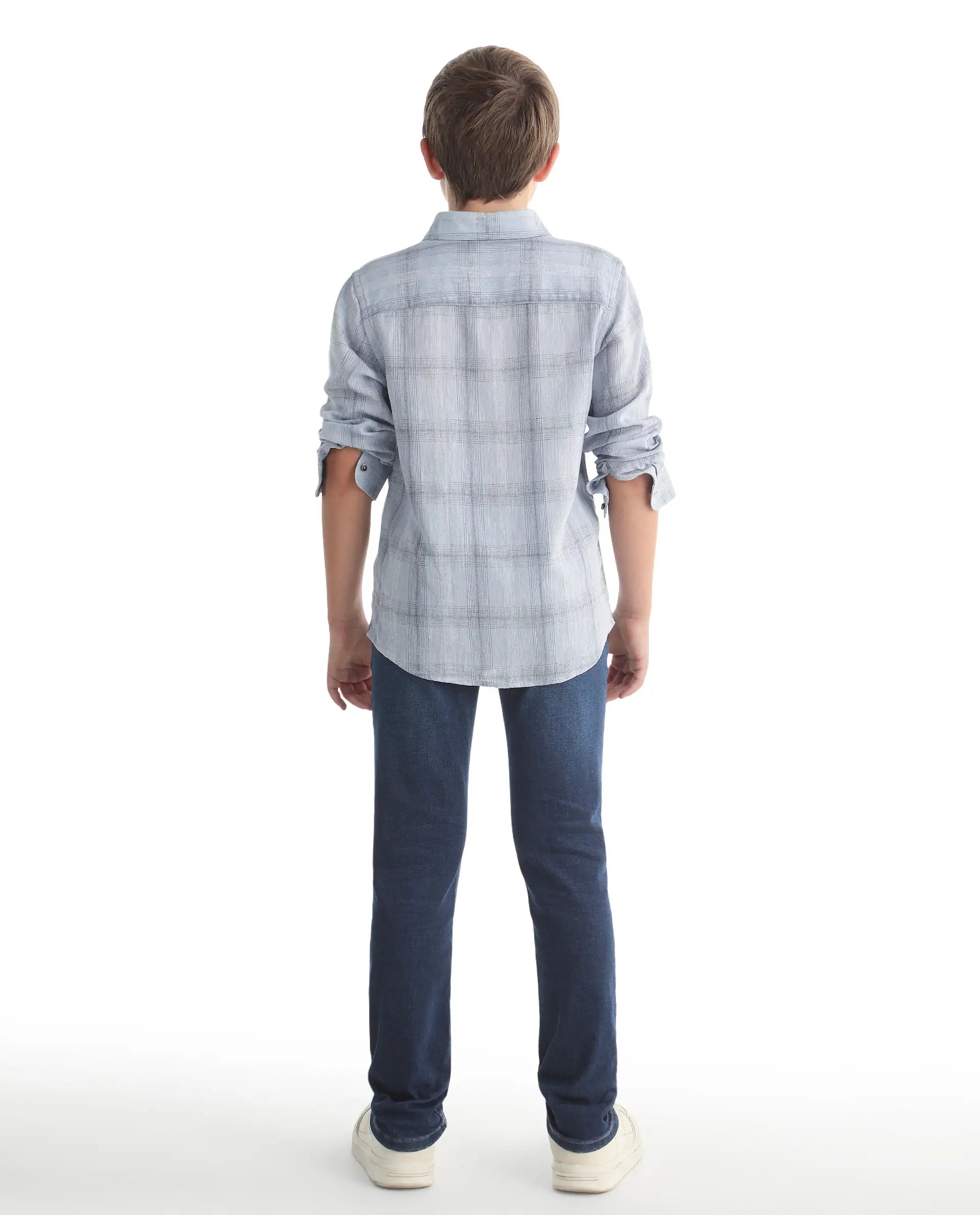 Rare Ones Kids Daito-1 Dark Blue Cotton Blend Shank Button Closure Slim Fit Jeans
