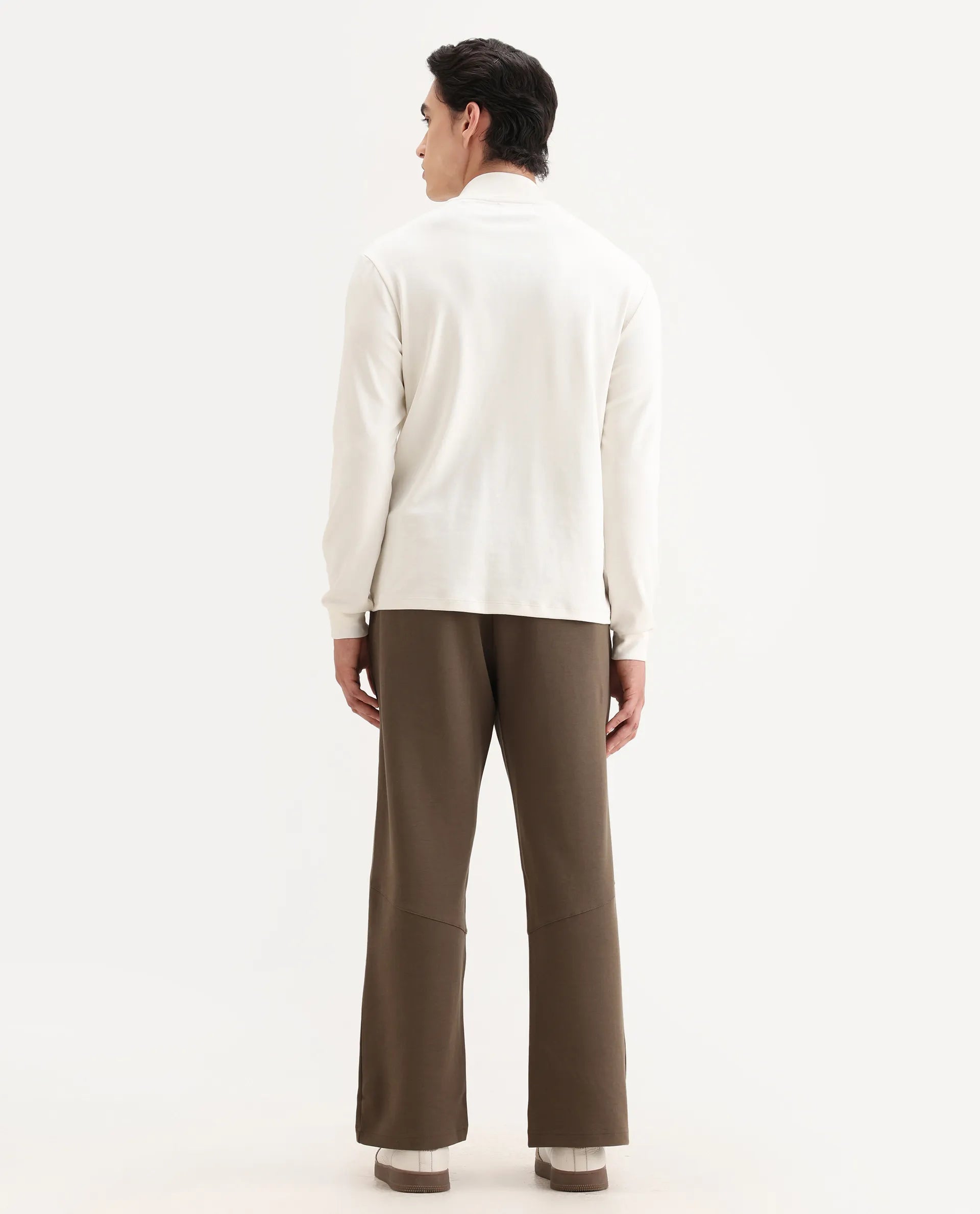 Rare Rabbit Men's Dalton Grey Cotton Blend Plain Baggy Fit Trouser