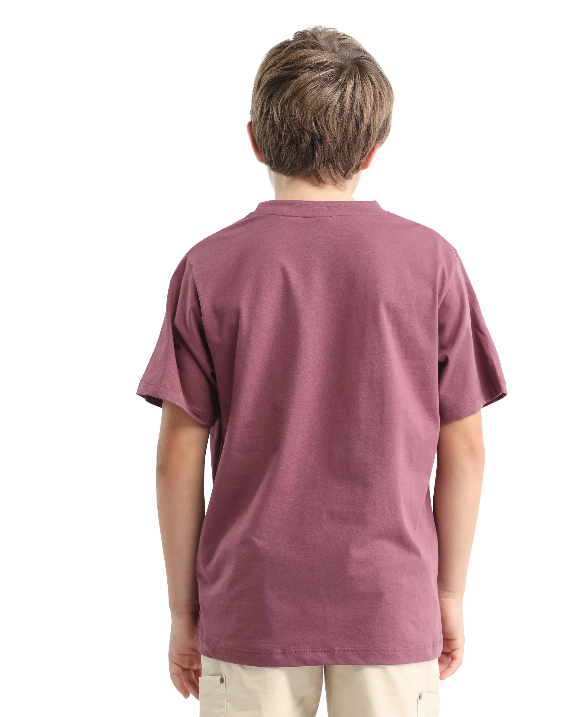 Rare Ones Kids Vint-K Dusky Pink Cotton Solid Slip-On Regular Fit T-Shirt