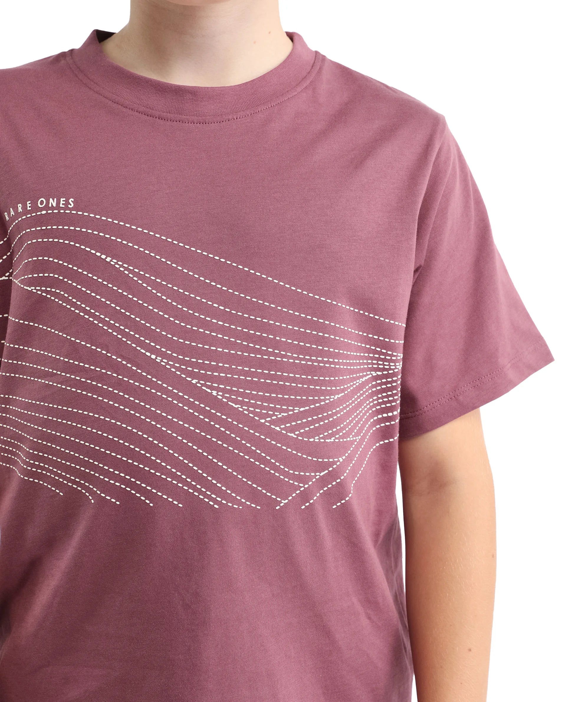 Rare Ones Kids Vint-K Dusky Pink Cotton Solid Slip-On Regular Fit T-Shirt