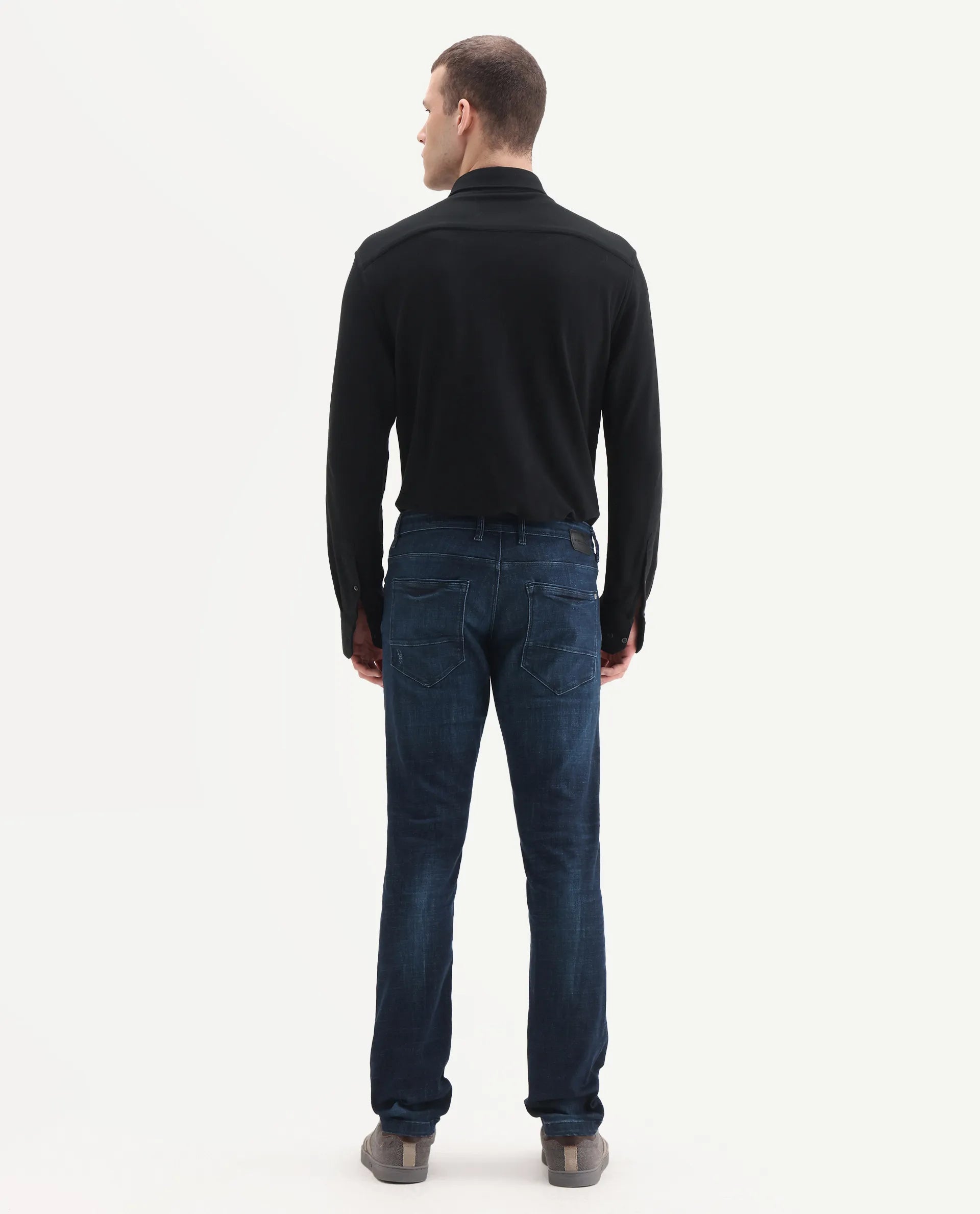 Rare Rabbit Men's David-3 Blue Cotton Plain Hawk Slim Fit Jeans