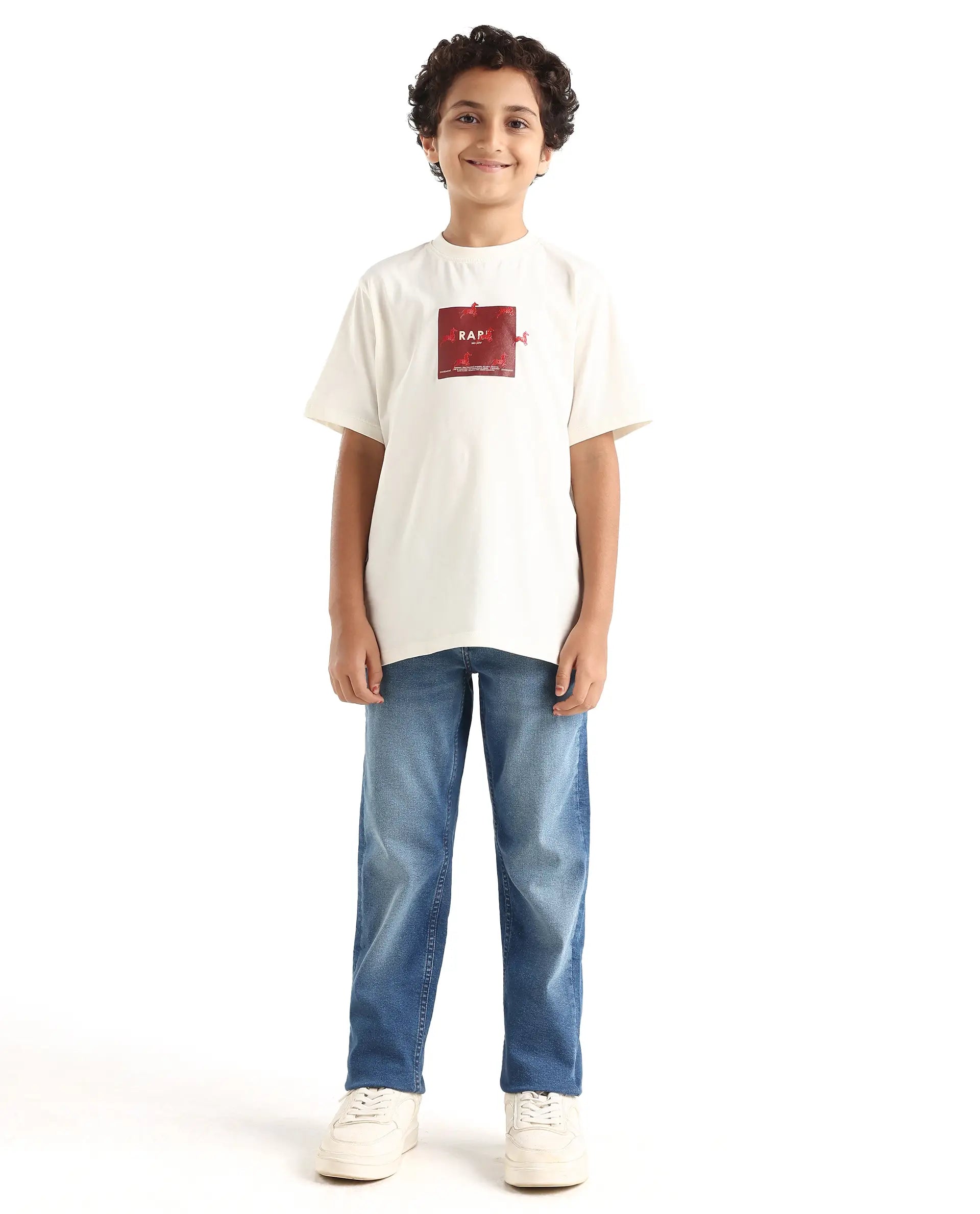 Rare Ones Kids Daw Dark Blue Cotton Blend Button And Zipper Closure Plain Regular Fit Jeans