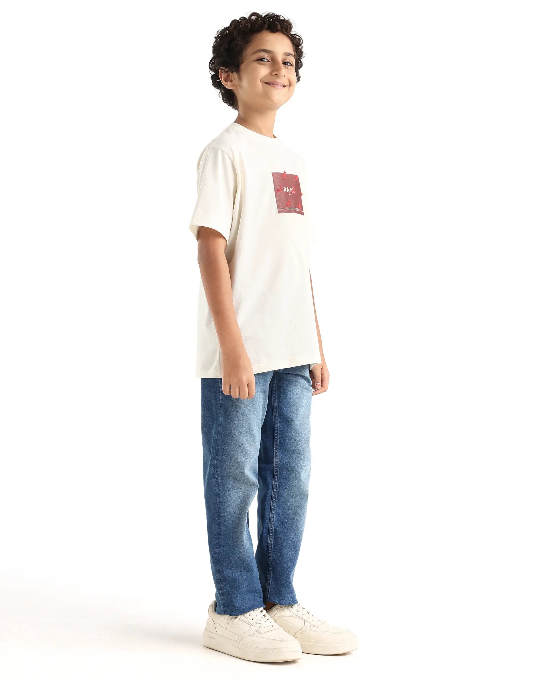 Rare Ones Kids Daw Dark Blue Cotton Blend Button And Zipper Closure Plain Regular Fit Jeans
