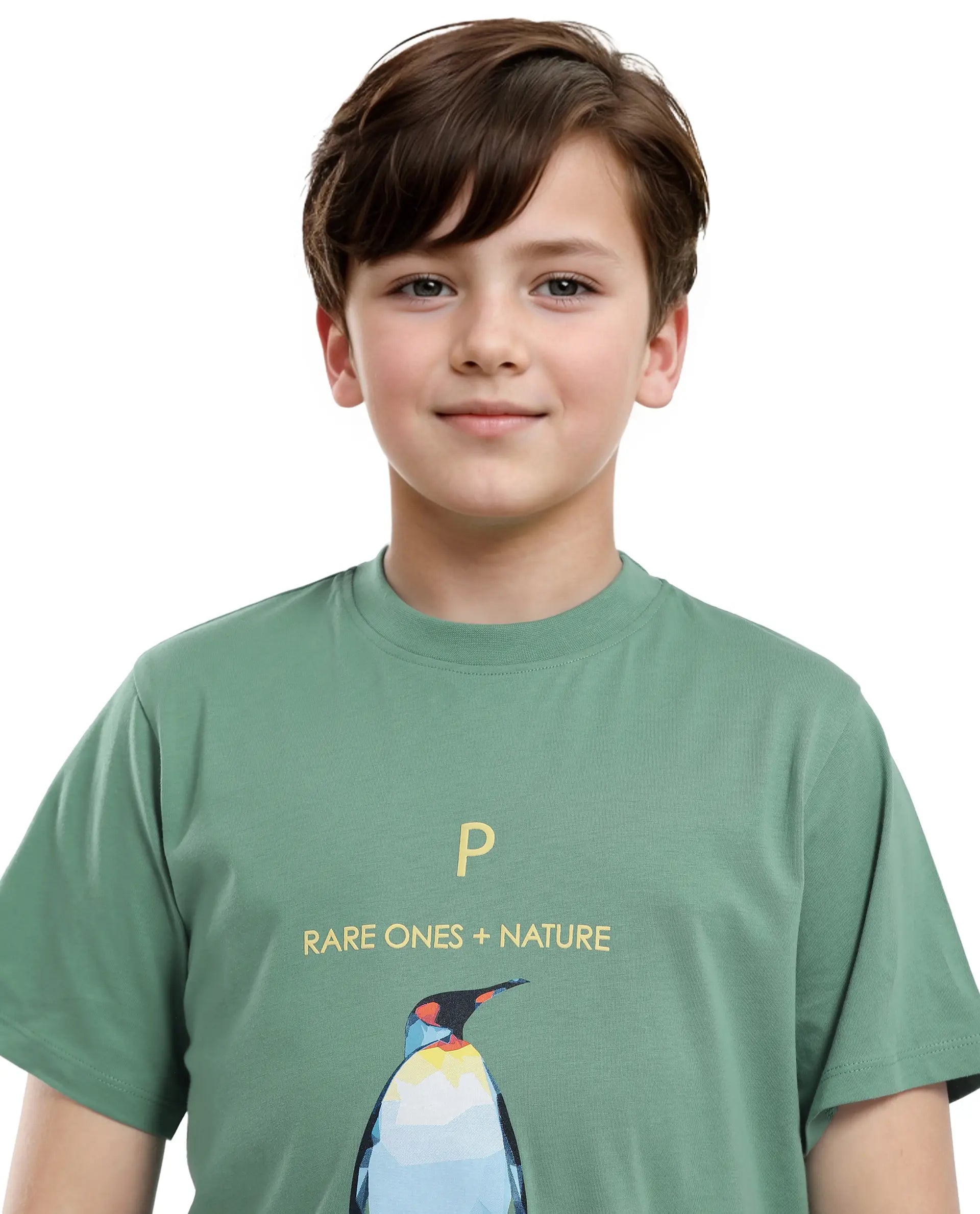 Rare Ones Kids Dawn Green Cotton Half Sleeve Solid Slip-On Closure Regular Fit T-Shirt