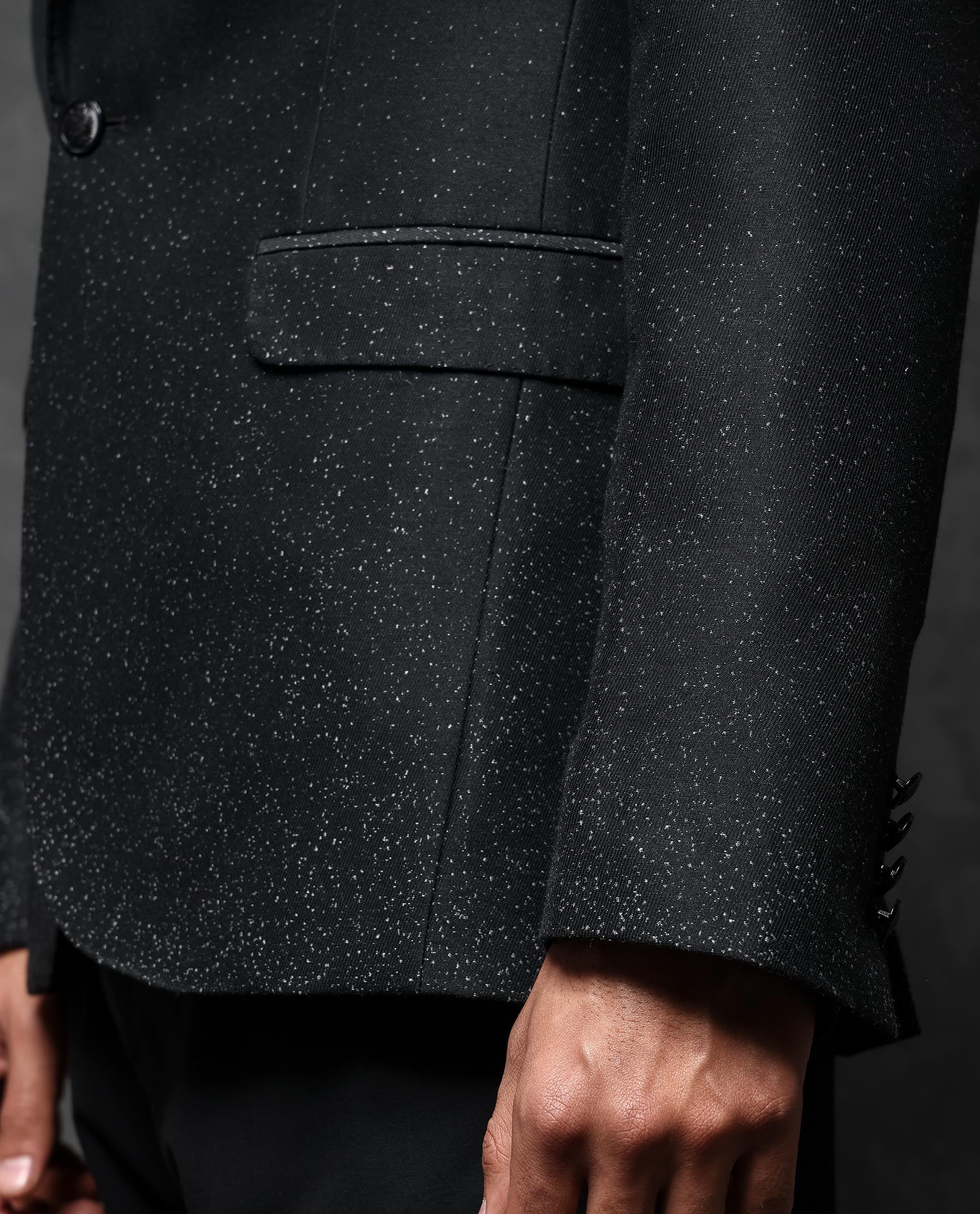 Rare Rabbit Men's Debra Black Polyester Plain Tailored Fit Full Sleeve Lapel Neck Blazer