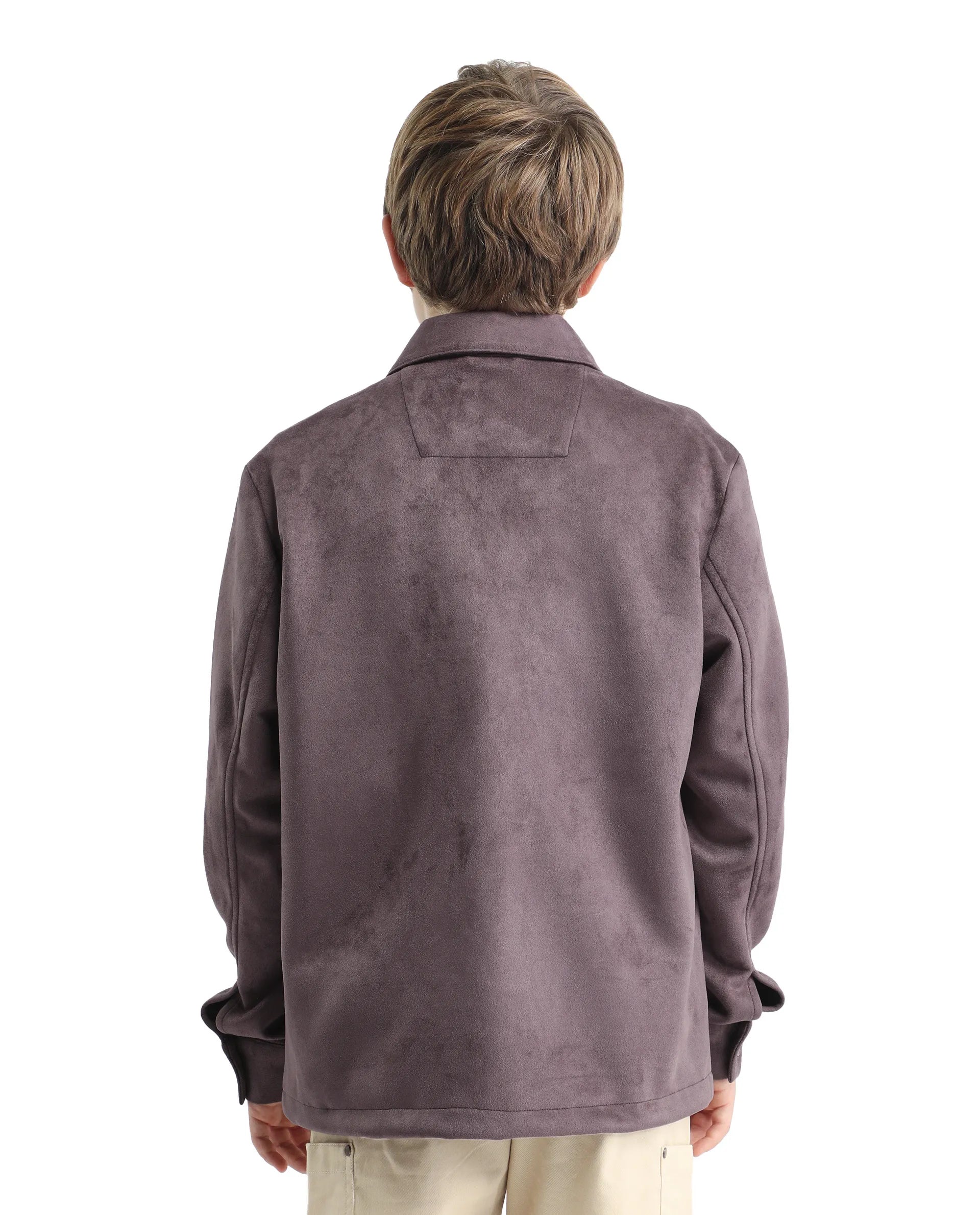 Rare Ones Kids Delo-K Dusky Pink Polyester Blend Button Closure Spread Collar Plain Full Sleeves Regular Fit Shacket