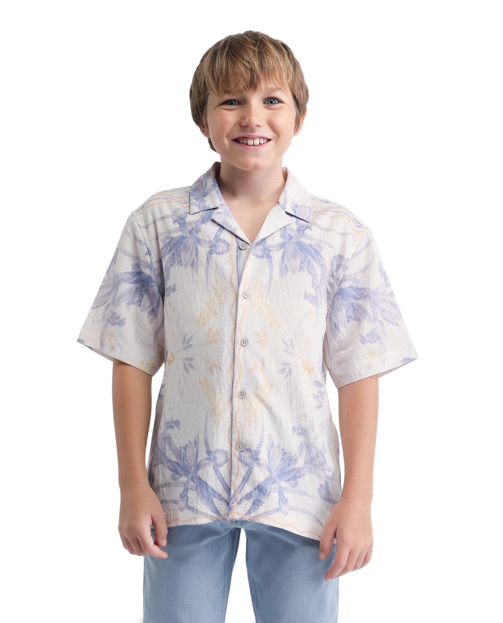 Rare Ones Kids Demp White Viscose Blend Printed Button Closure Regular Fit Shirt