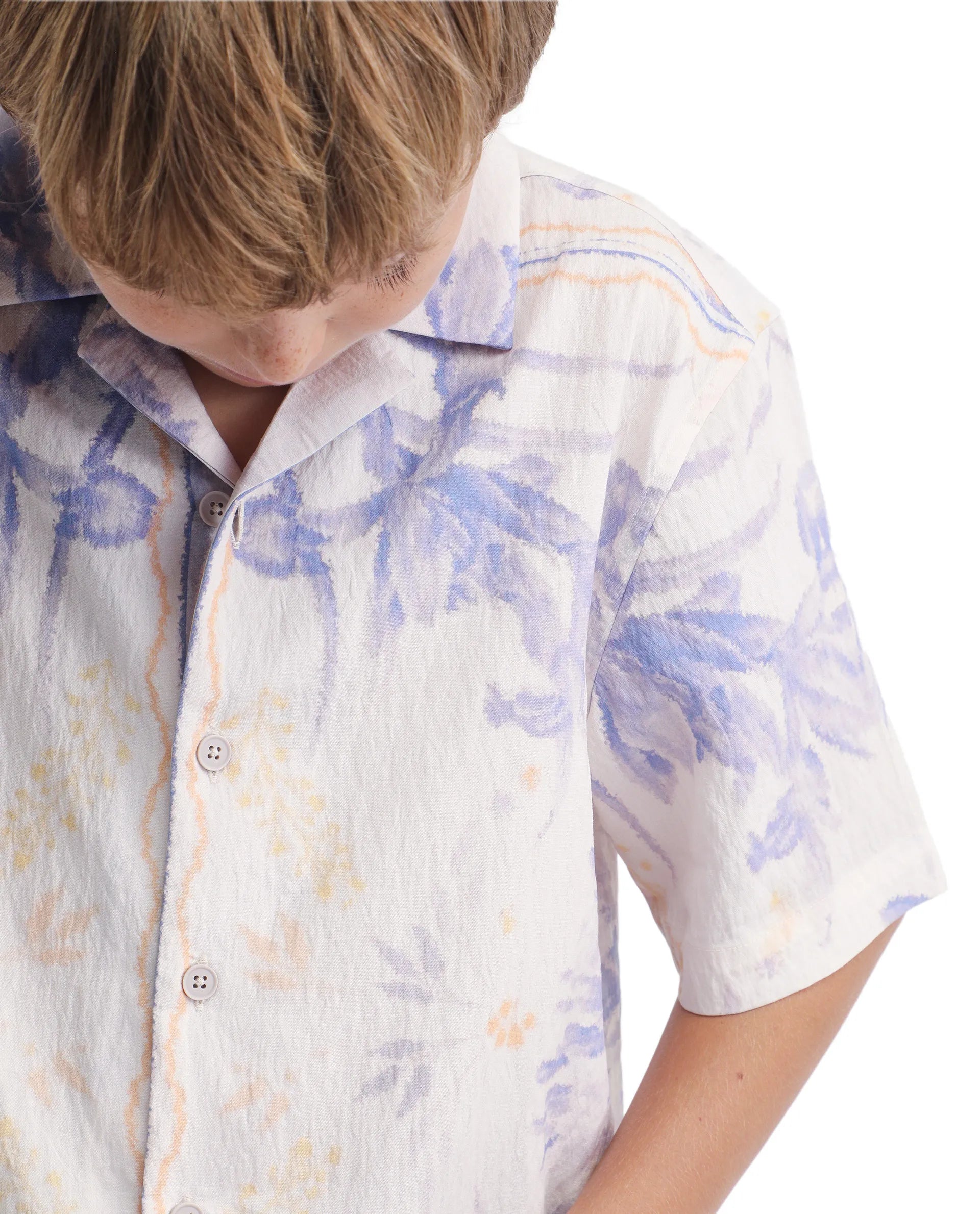 Rare Ones Kids Demp White Viscose Blend Printed Button Closure Regular Fit Shirt