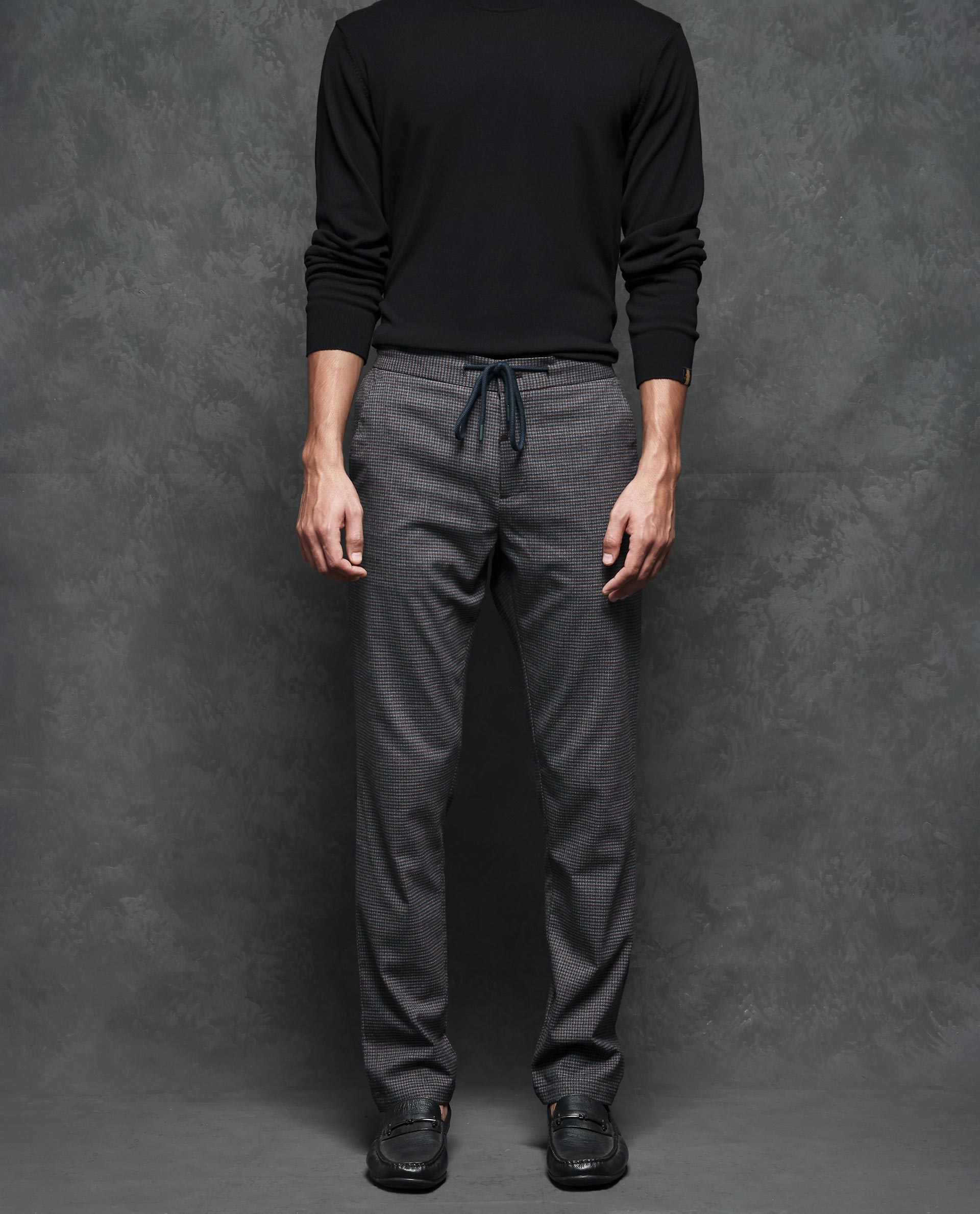 Grey Colored Checks Finish Smart Casual Trousers - P N RAO