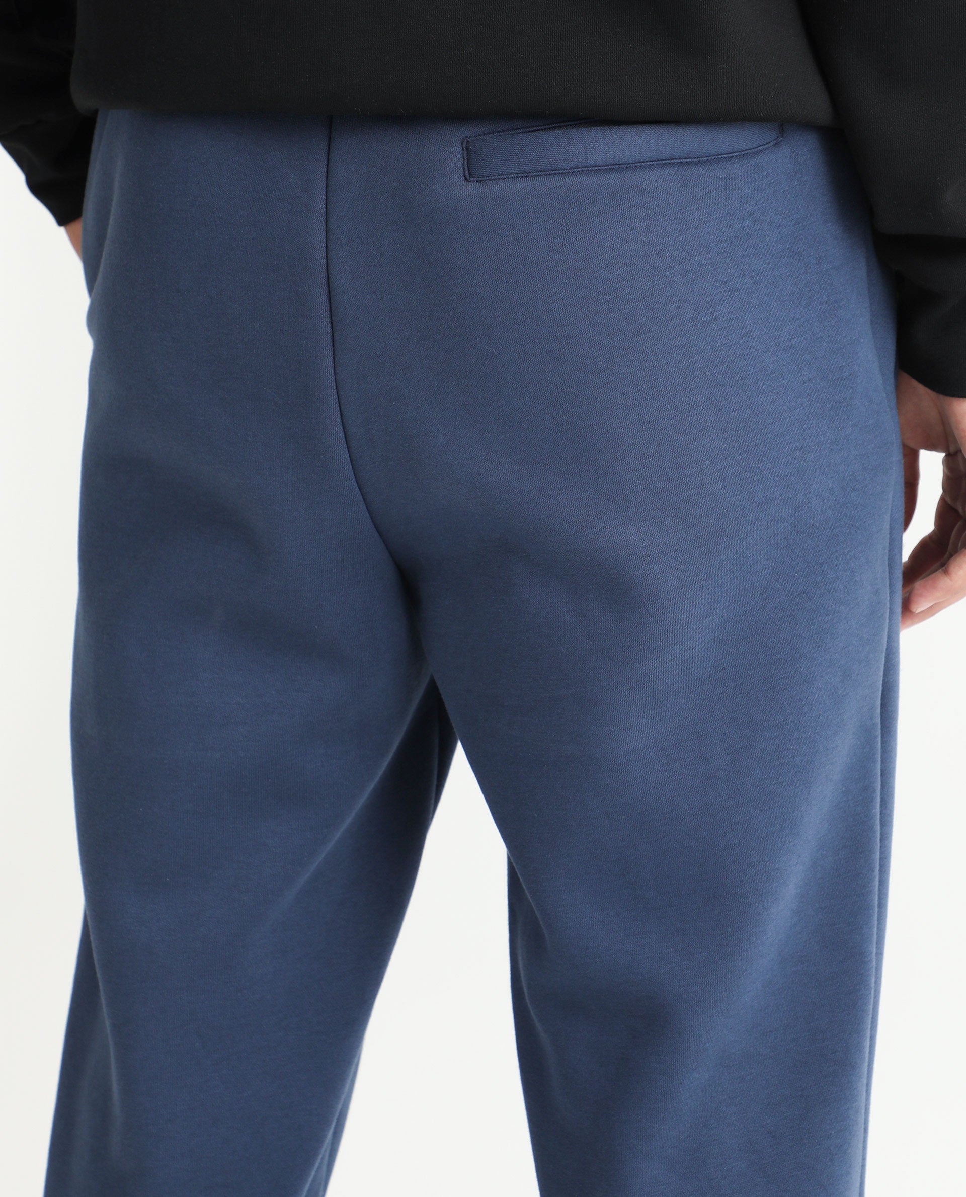 Rare Rabbit Mens Derry Dusky Blue Cotton Polyester Fabric Drawstring Closure Regular Fit Mid Rise Trackpant