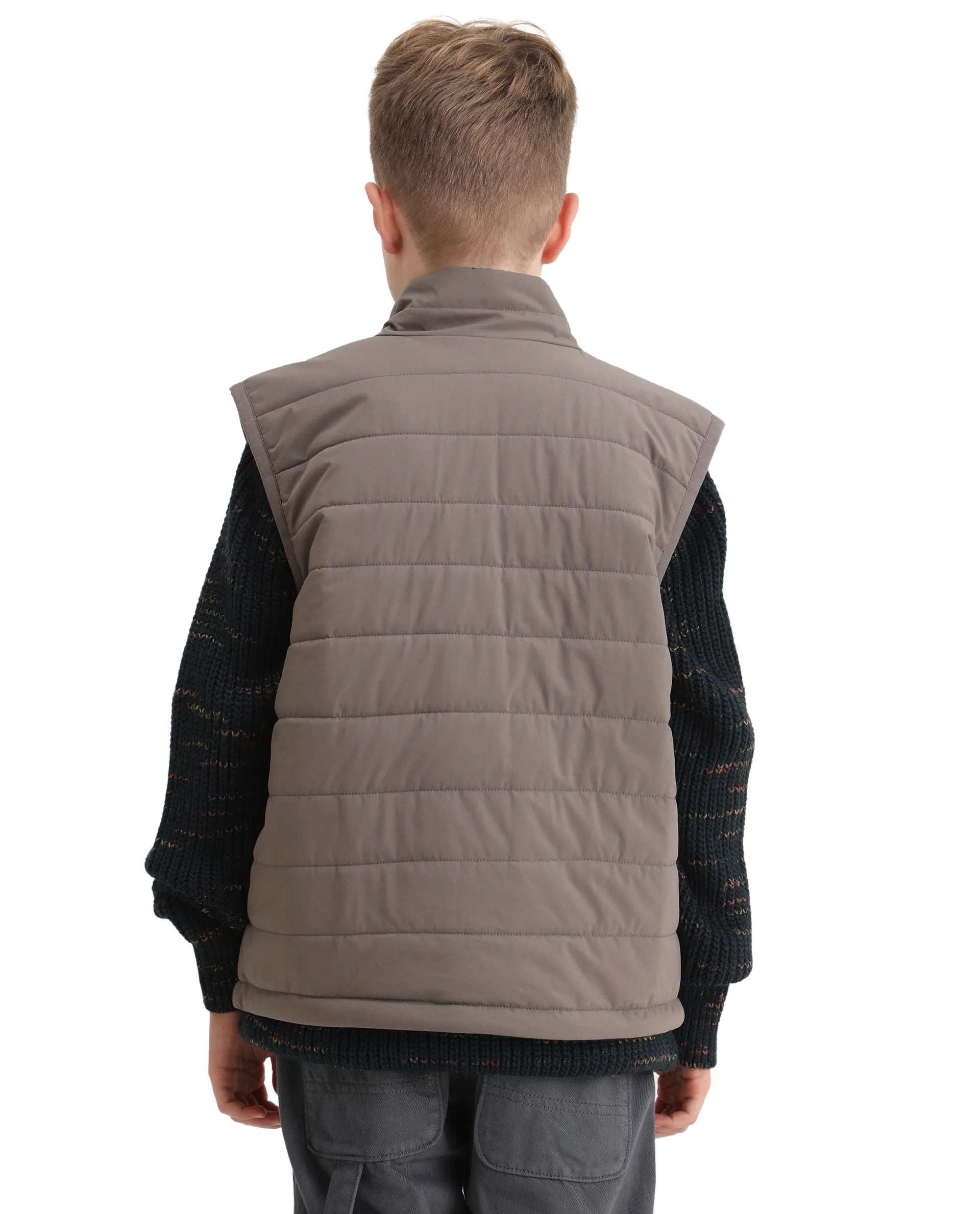 Rare Ones Kids Derry-K Metallic Grey Polyester Zipper Closure High Neck Plain Full Sleeves Regular Fit Jacket