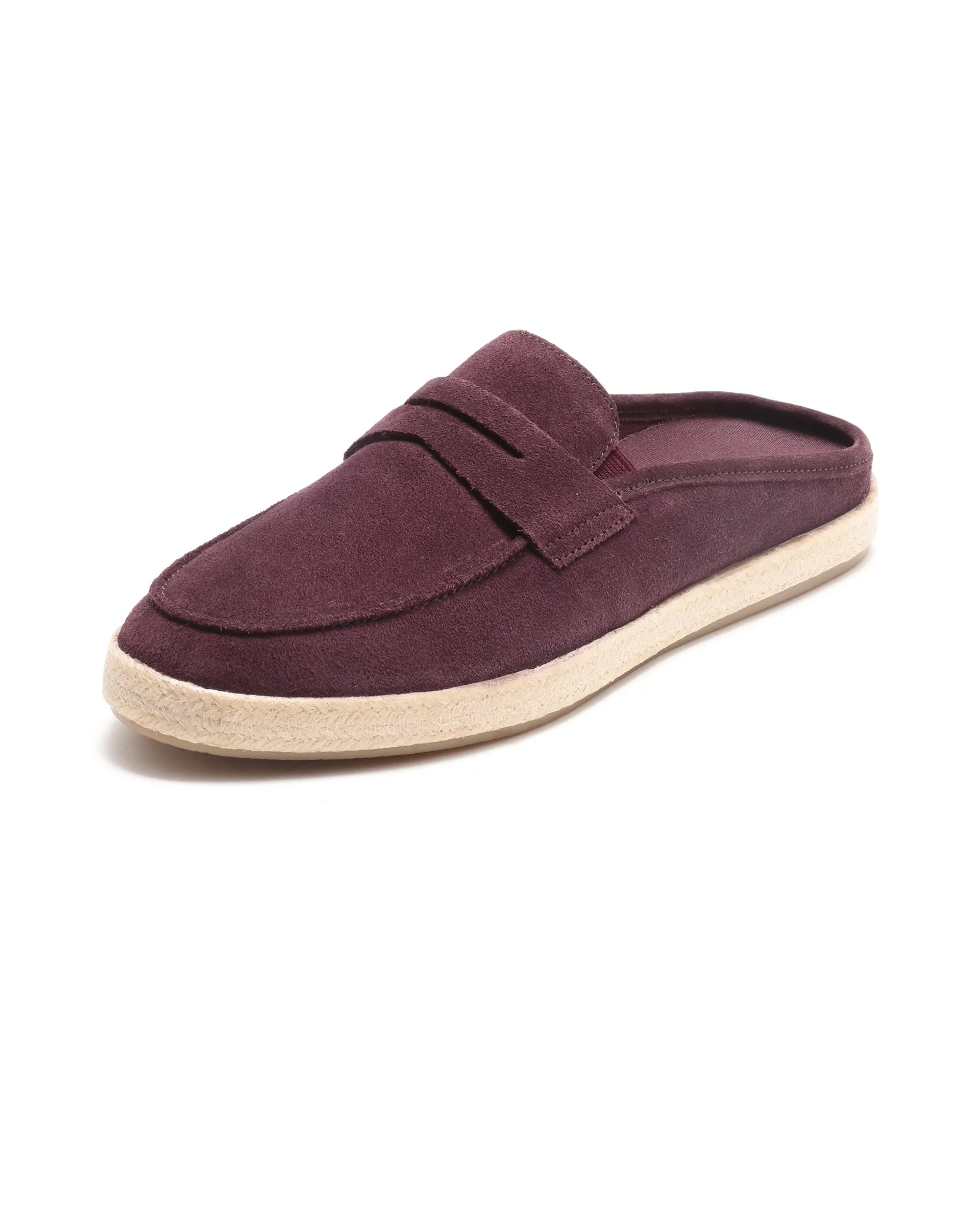 Rare Rabbit Men Diago Bordo Suede Leather Slip-On Closure Shoes