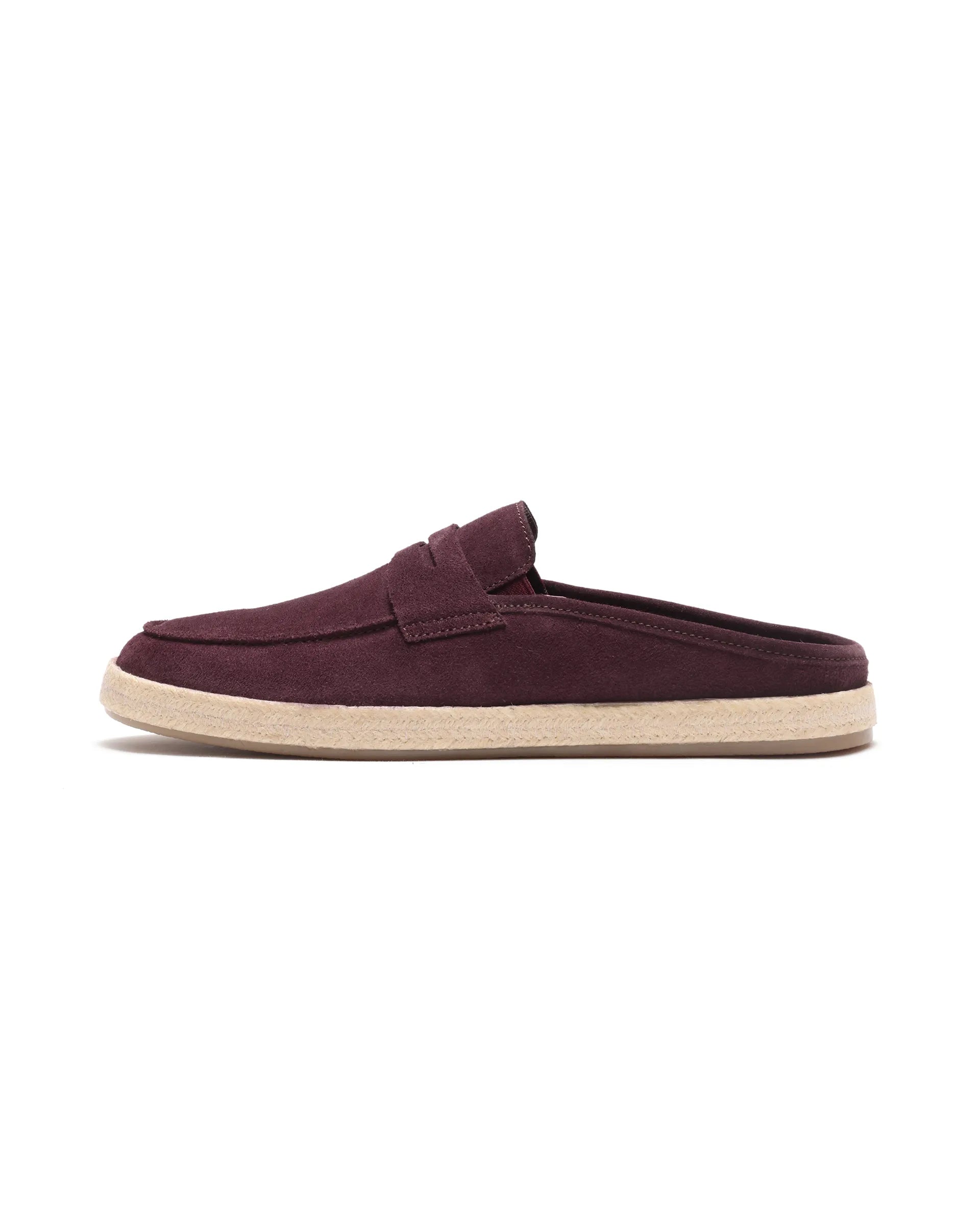 Rare Rabbit Men Diago Bordo Suede Leather Slip-On Closure Shoes