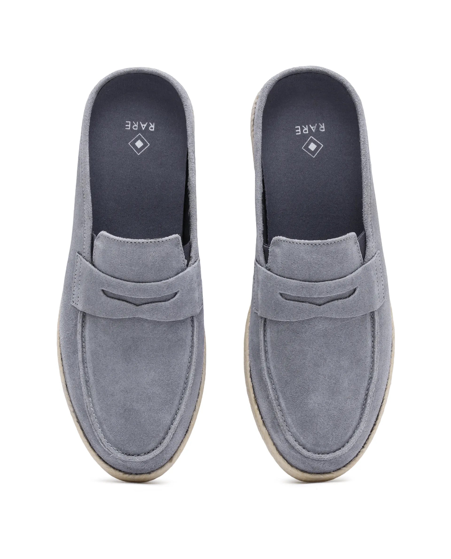 Rare Rabbit Men Diago Light Grey Suede Leather Slip-On Closure Shoes