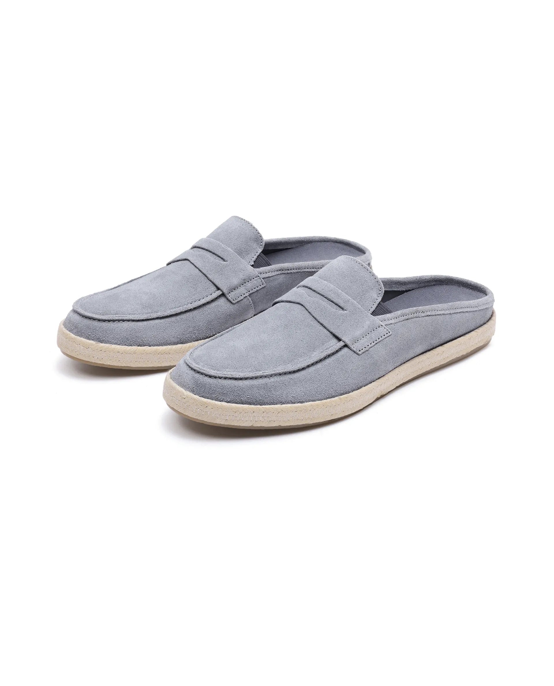 Rare Rabbit Men Diago Light Grey Suede Leather Slip-On Closure Shoes
