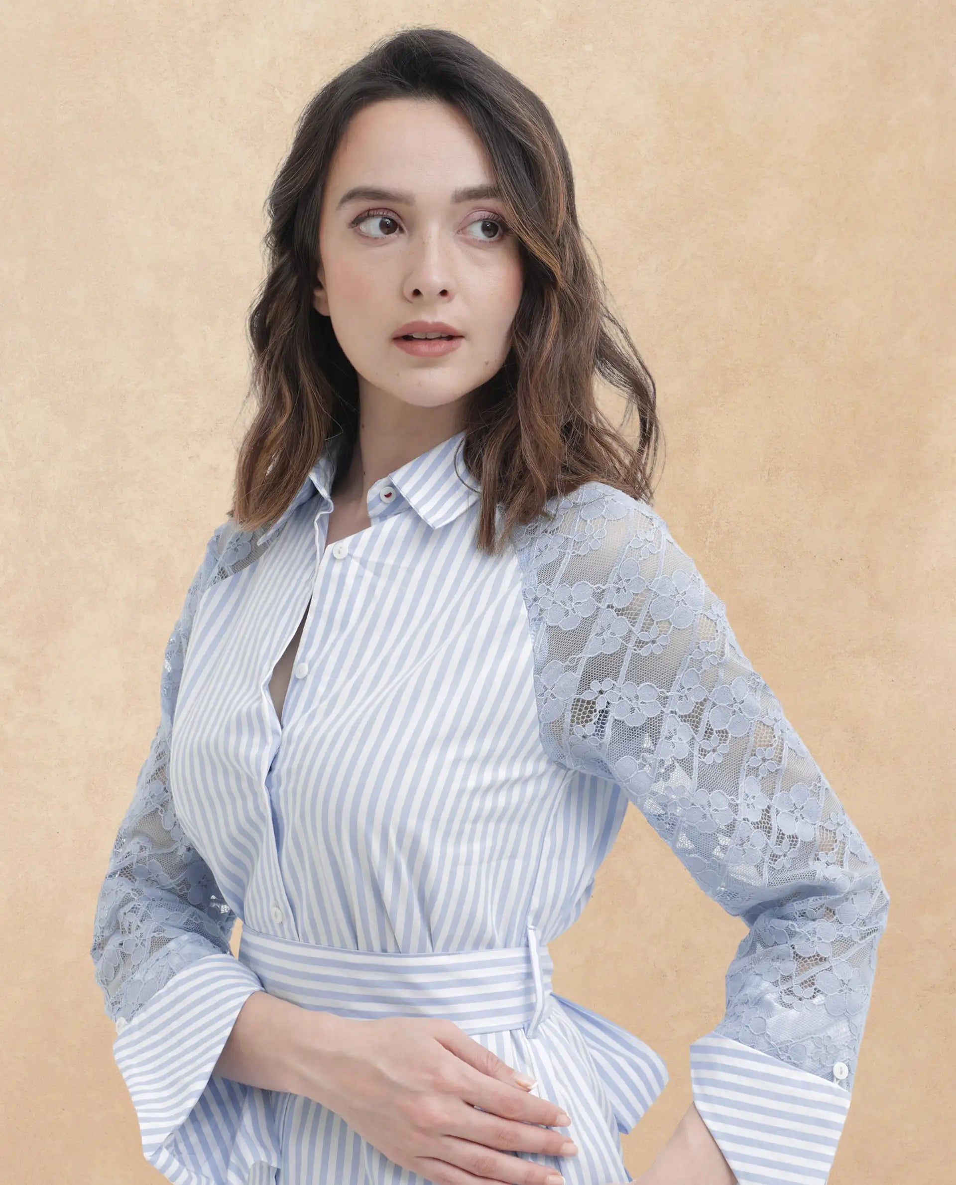 Rareism Women Dima Blue Cotton Fabric Regular Sleeves Collared Neck   Solid Dress
