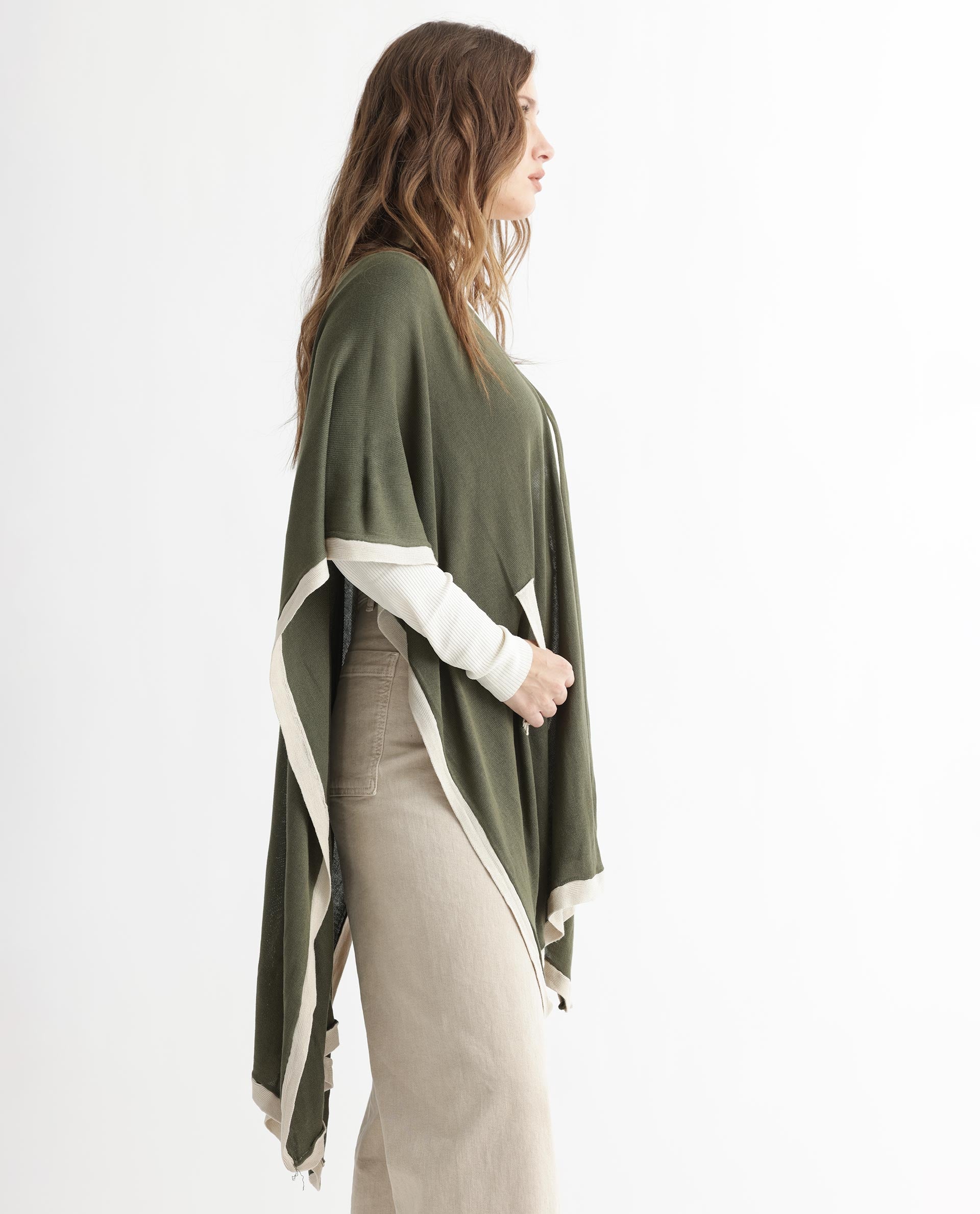 Rareism Women Display Olive Viscose Fabric 3/4Th Sleeves Relaxed Fit Solid Collarless Sweater