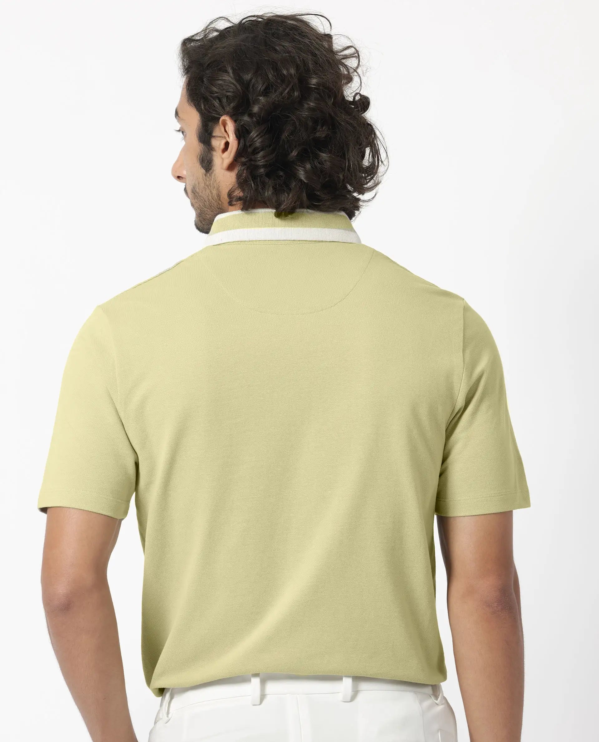 Rare Rabbit Men's Divide Dusky Green Cotton Plain Regular Fit Half Sleeve Polo